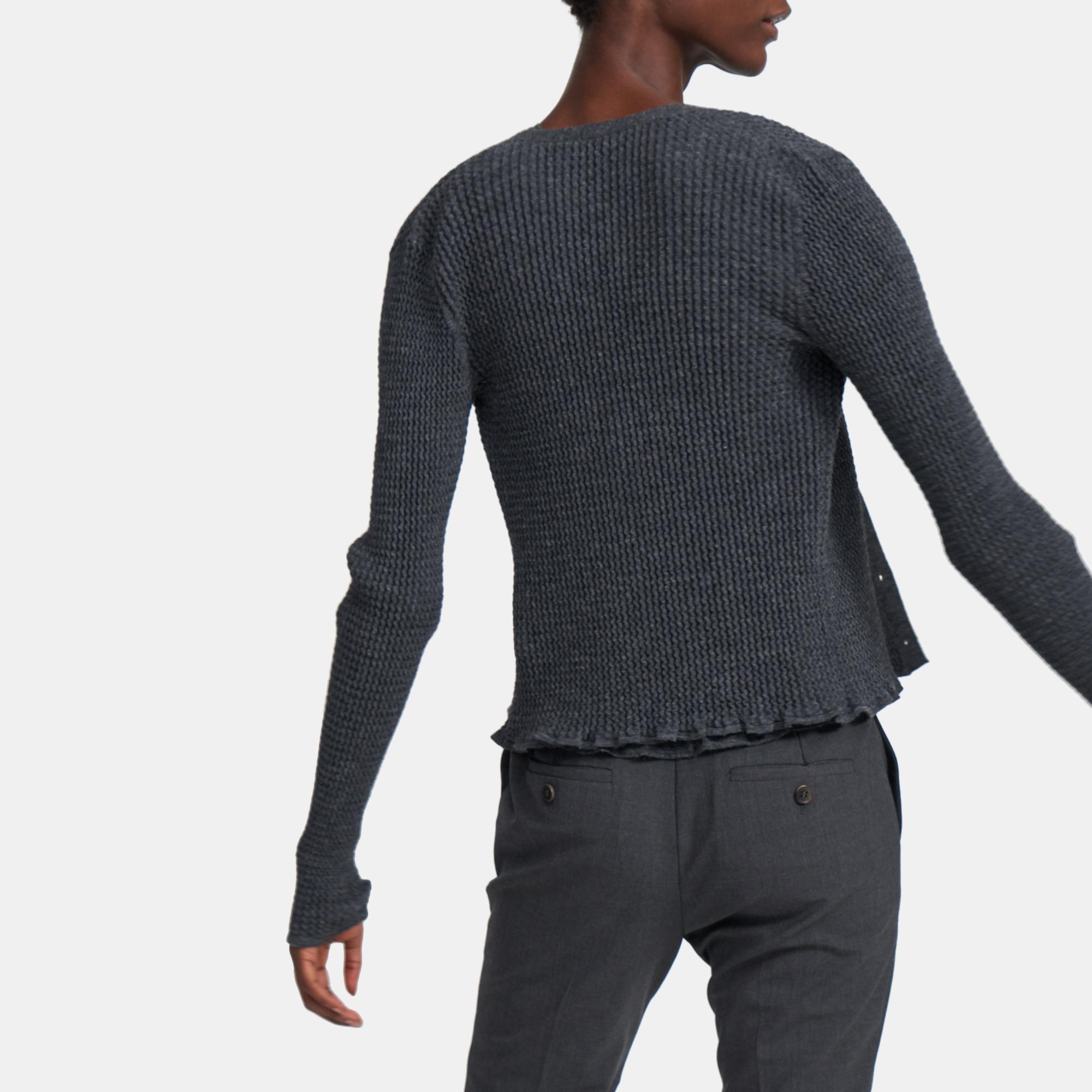 Wavy Rib Cardigan in Alpaca Wool Blend 0 - click to view larger image