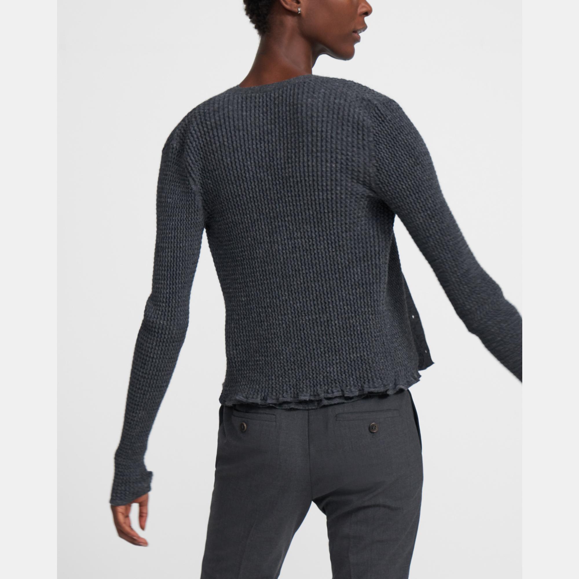 Wavy Rib Cardigan in Alpaca Wool Blend 0 - click to view larger image