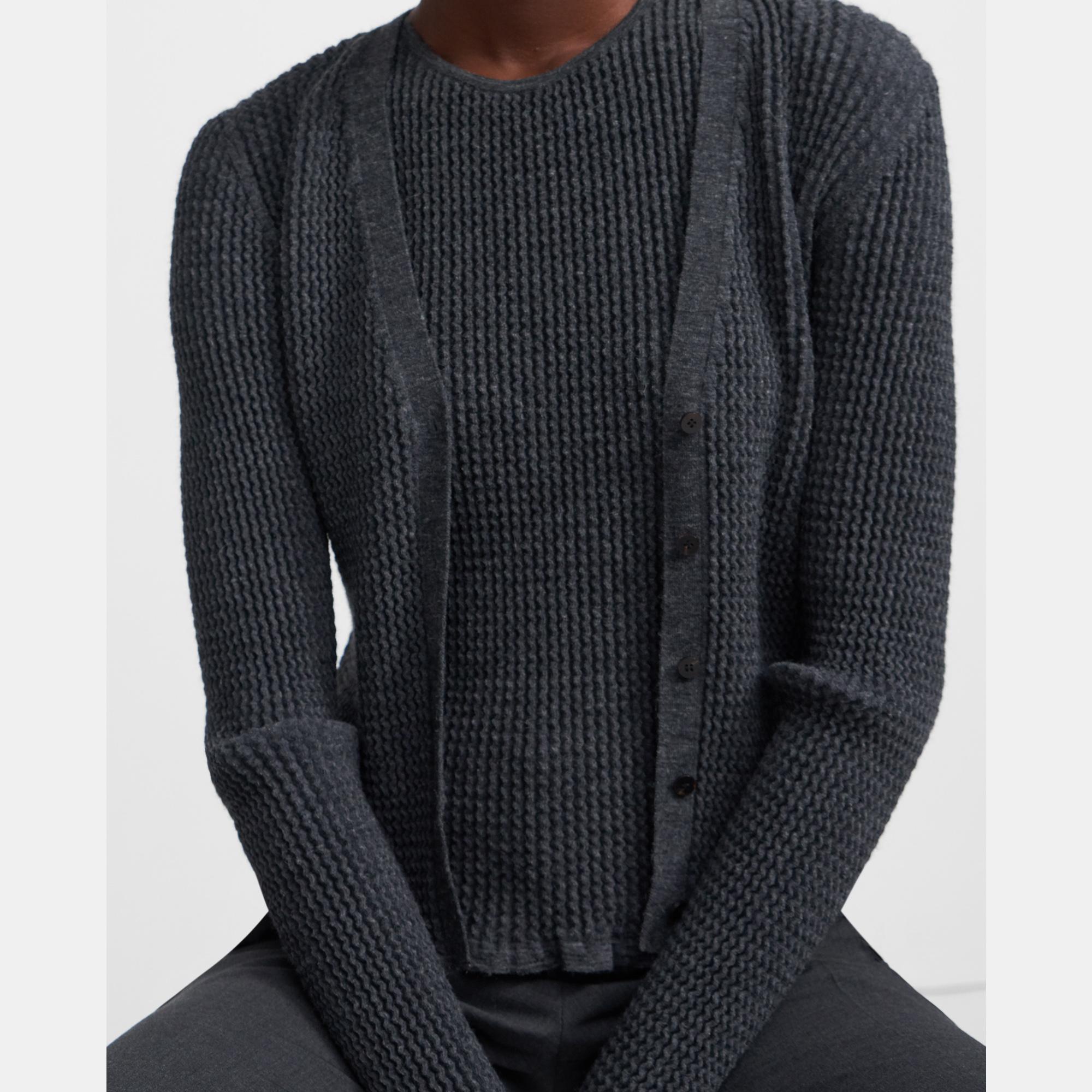 Wavy Rib Cardigan in Alpaca Wool Blend 0 - click to view larger image