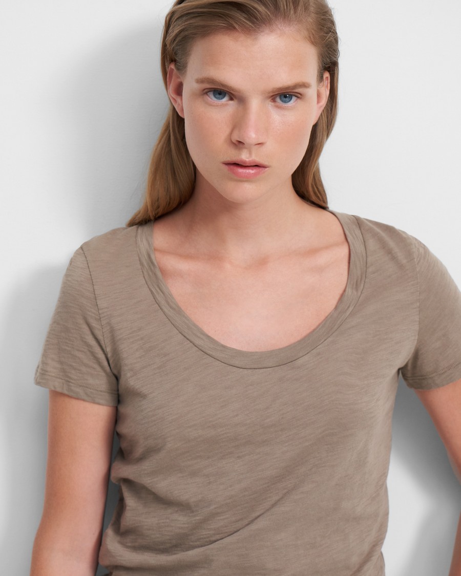 Open Neck Tee in Organic Cotton 0 - click to view larger image