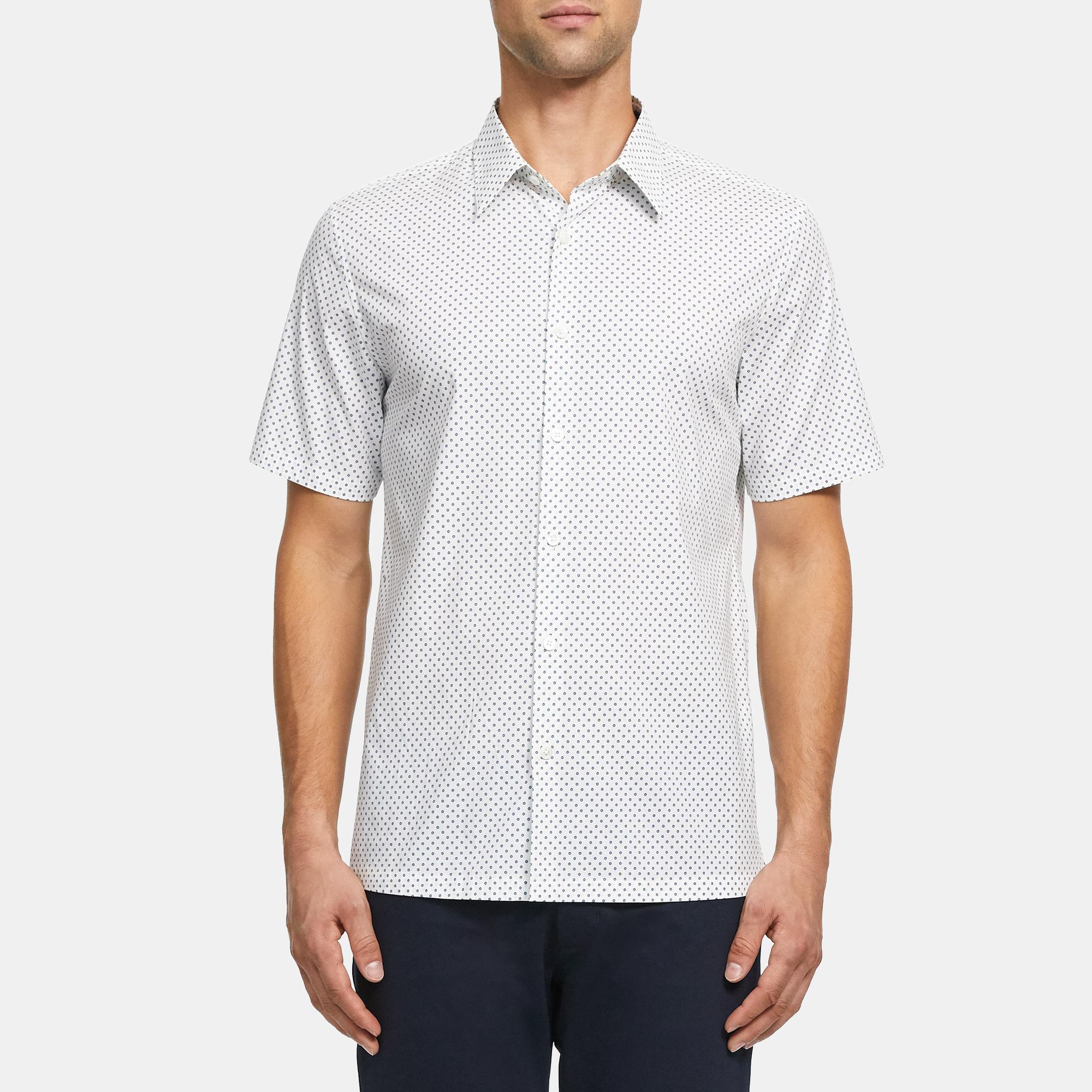 Irving Short-Sleeve Shirt in Printed Stretch Cotton 0 - click to view larger image
