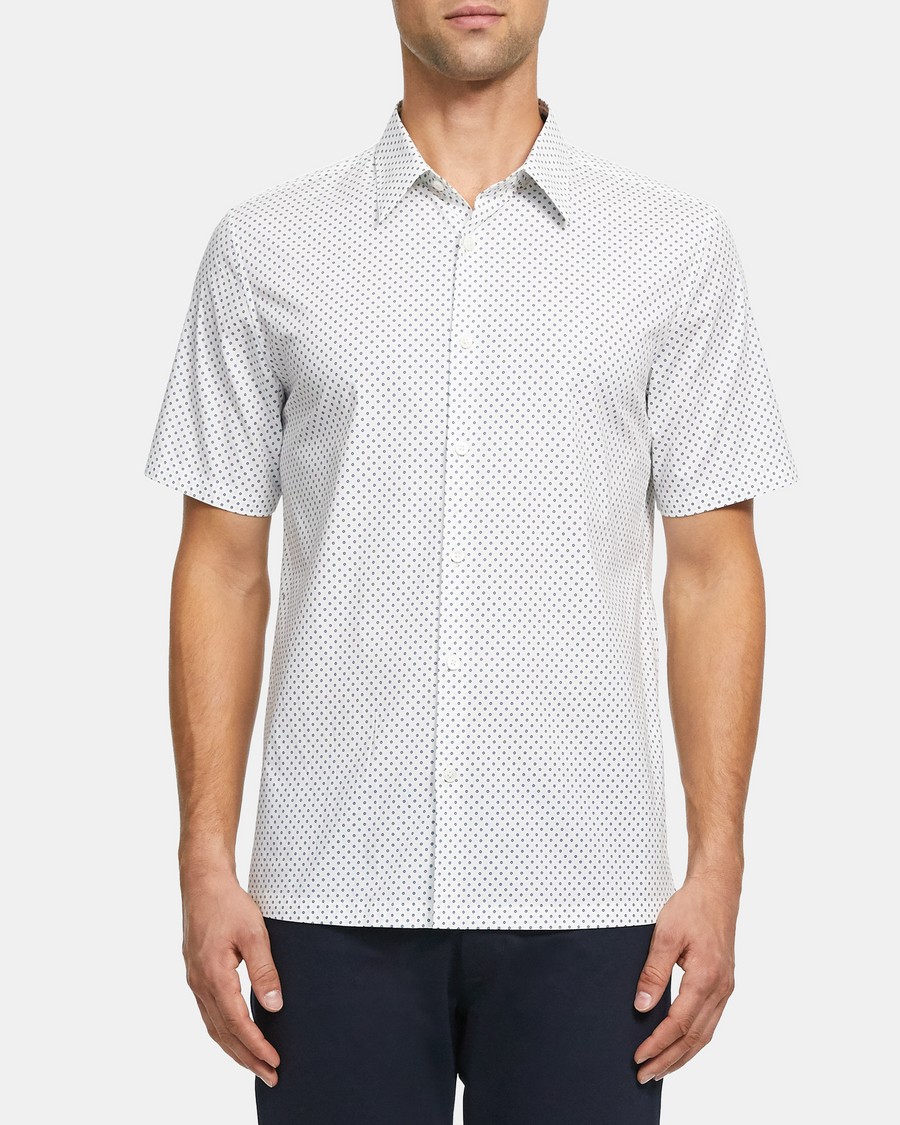 Irving Short-Sleeve Shirt in Printed Stretch Cotton 0 - click to view larger image