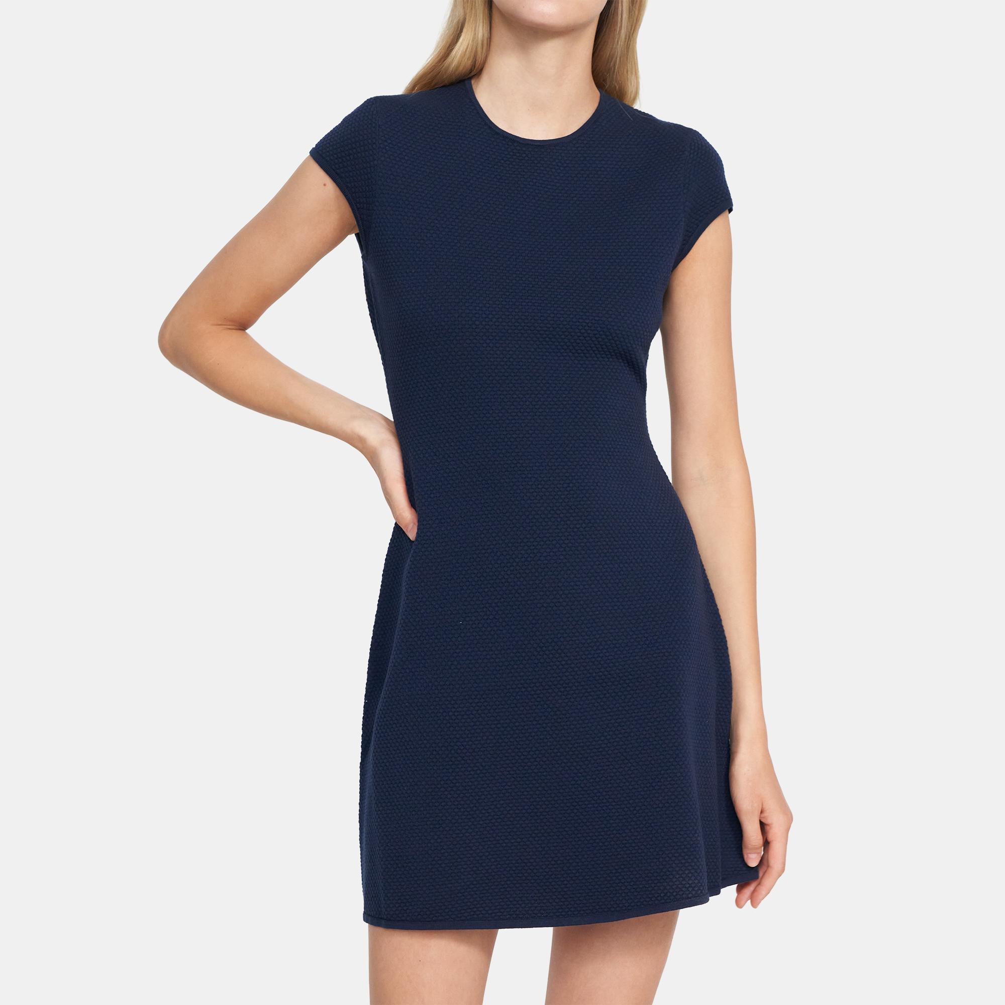 Cap-Sleeve Flare Dress in Stretch Knit 0 - click to view larger image