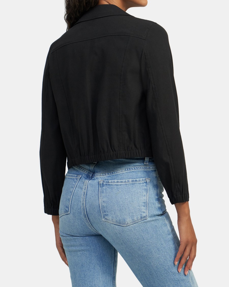 Shrunken Jean Jacket in Linen Blend 0 - click to view larger image