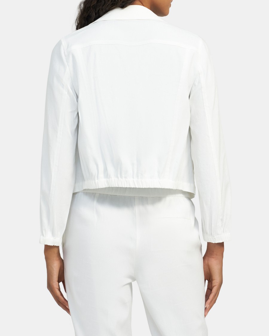 Shrunken Jean Jacket in Linen Blend 0 - click to view larger image