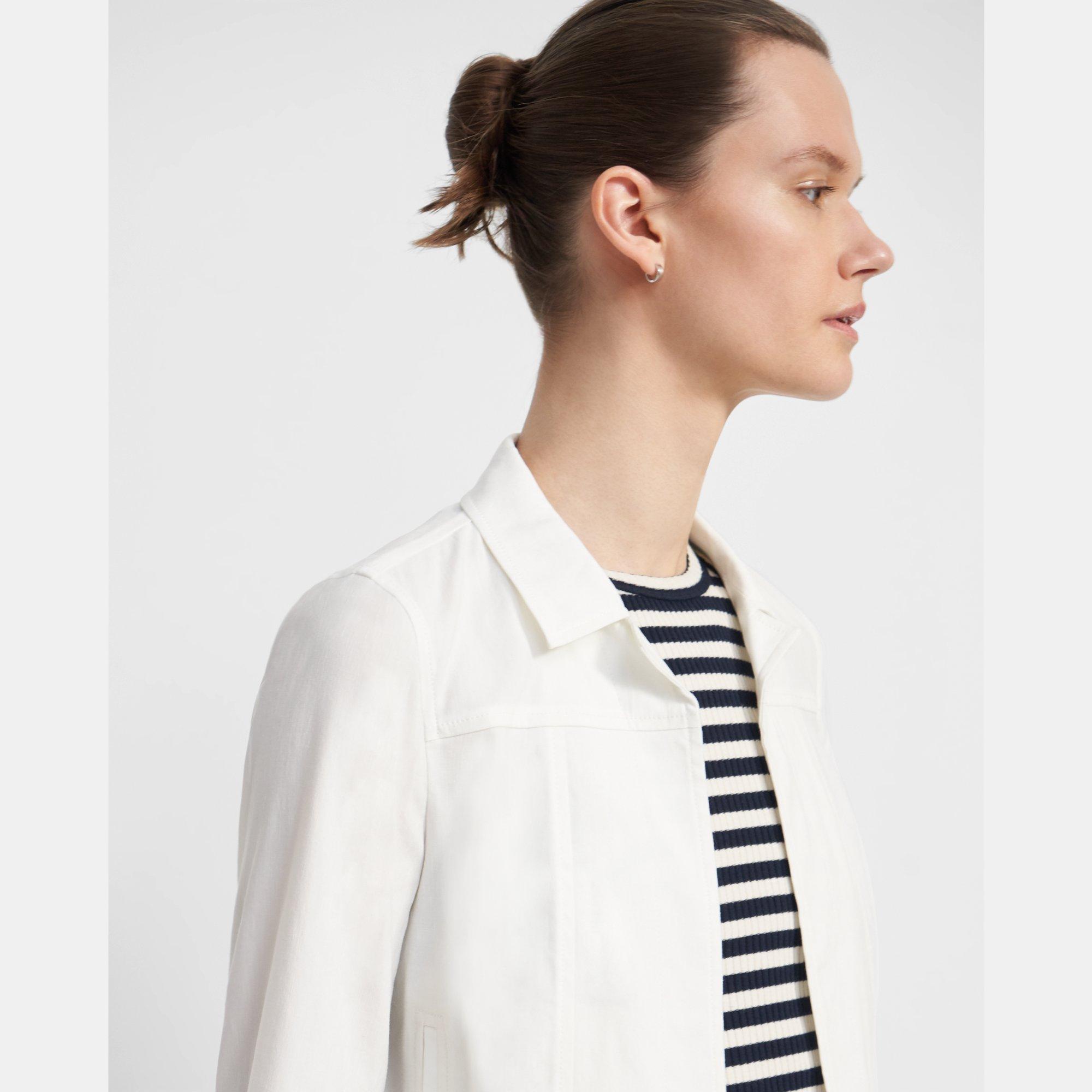 Shrunken Jean Jacket in Linen Blend 0 - click to view larger image