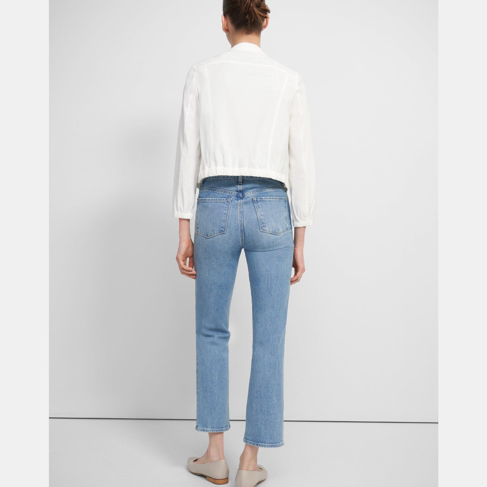Shrunken Jean Jacket in Linen Blend 0 - click to view larger image