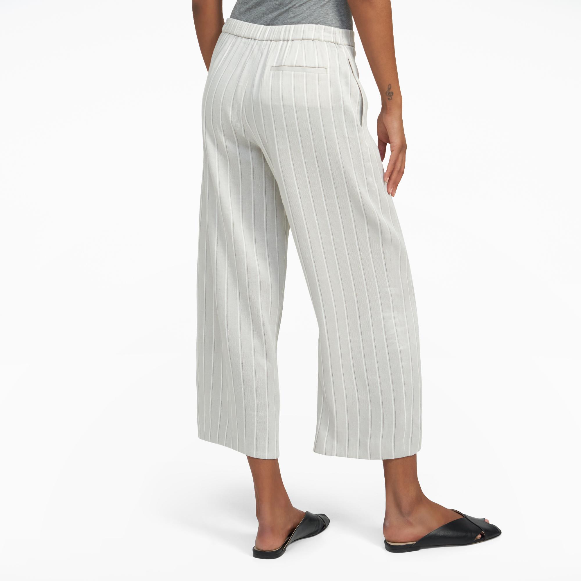 striped linen cropped pants