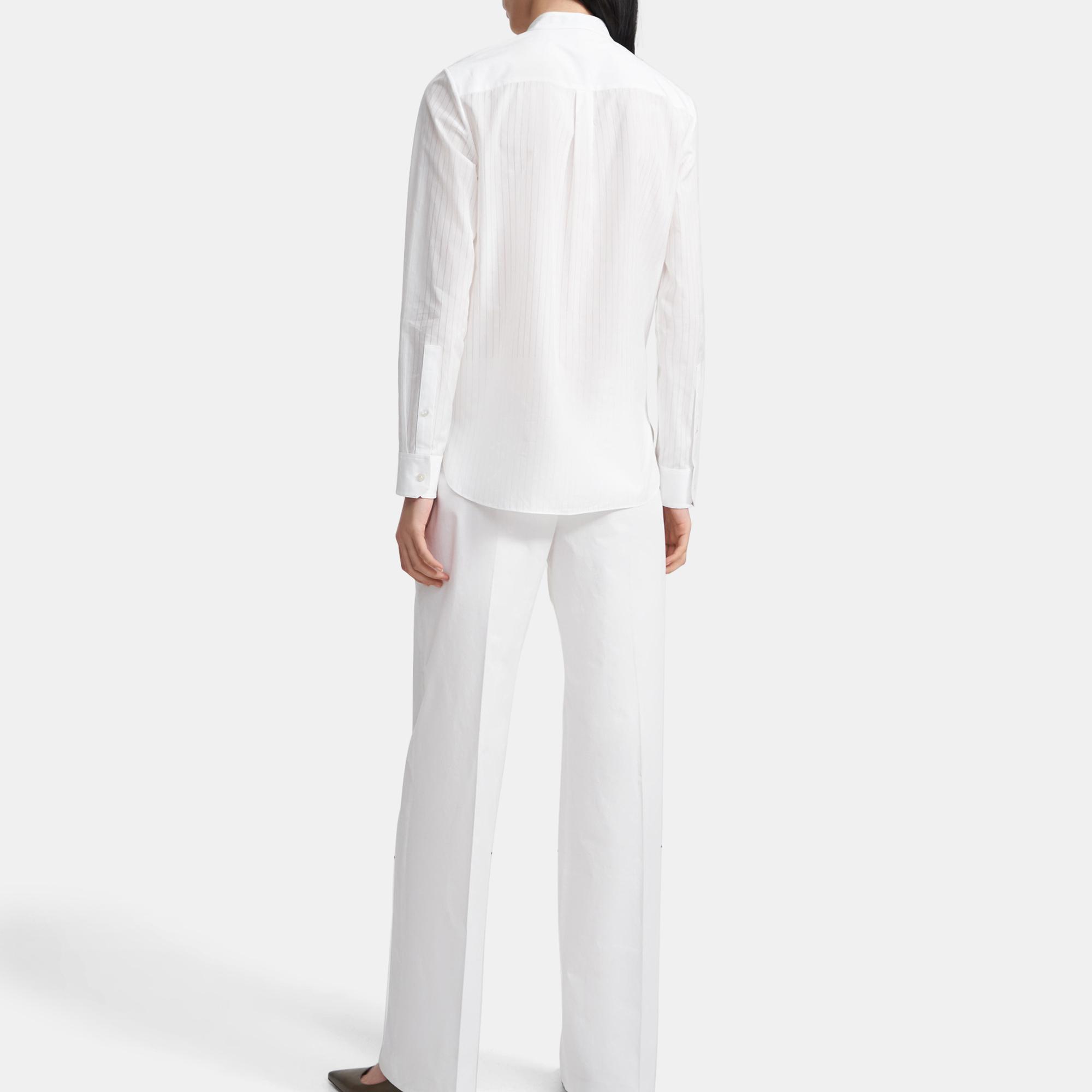 Combo Bib Shirt in Sheer Pinstripe Cotton 0 - click to view larger image