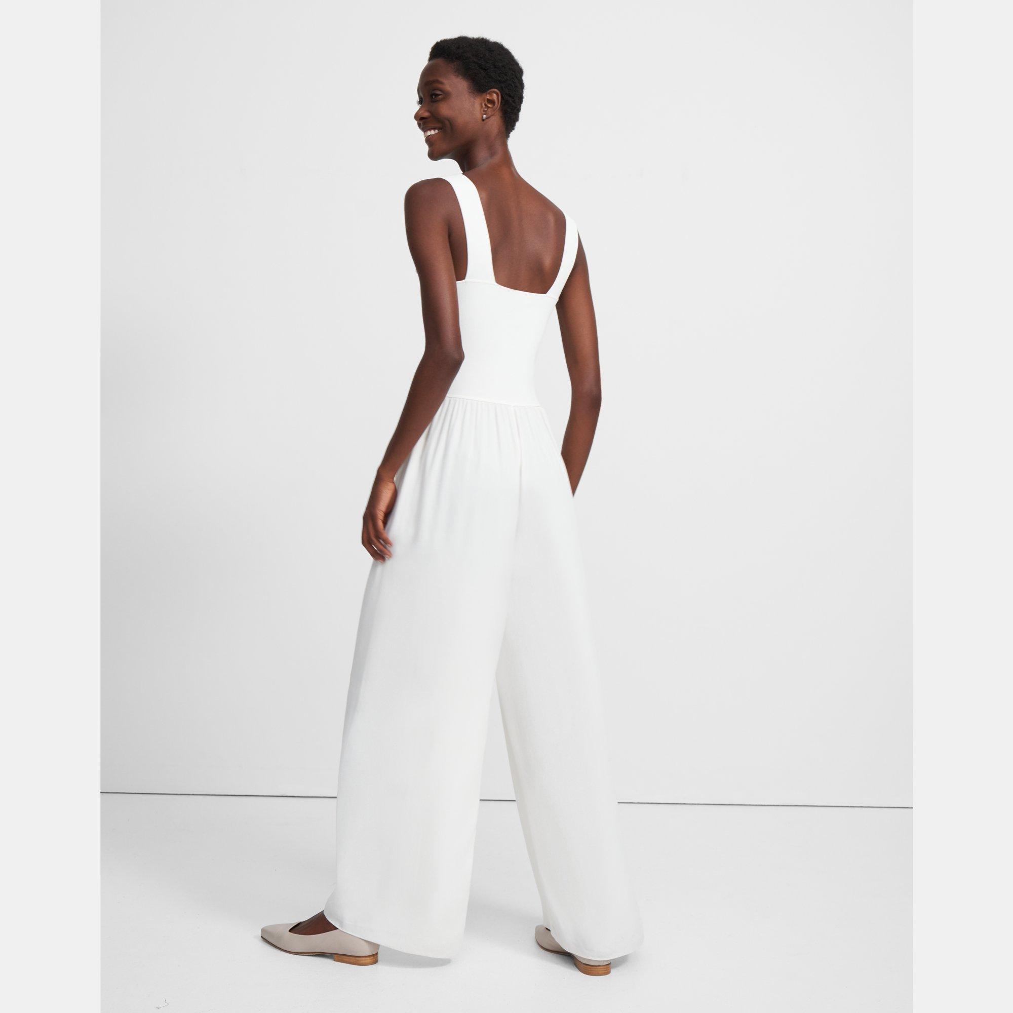 white square neck jumpsuit