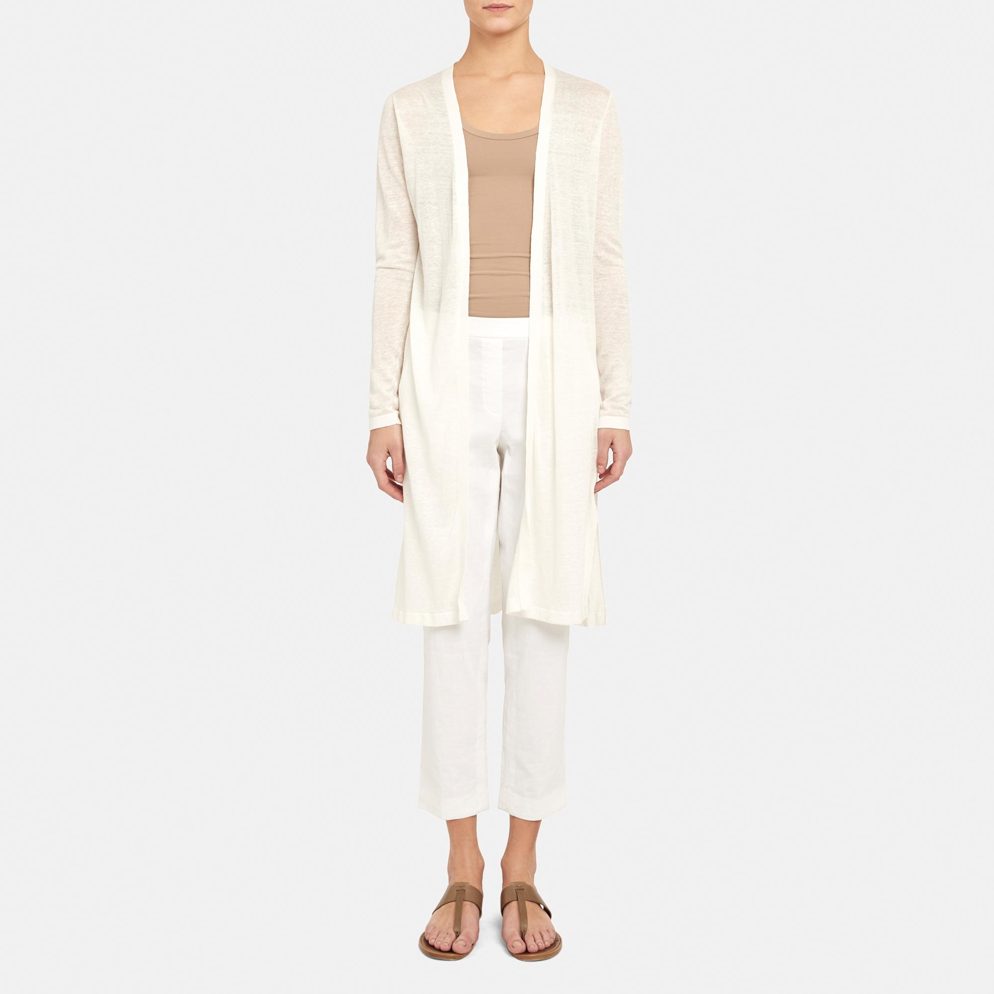 Long Cardigan in Linen-Viscose 0 - click to view larger image