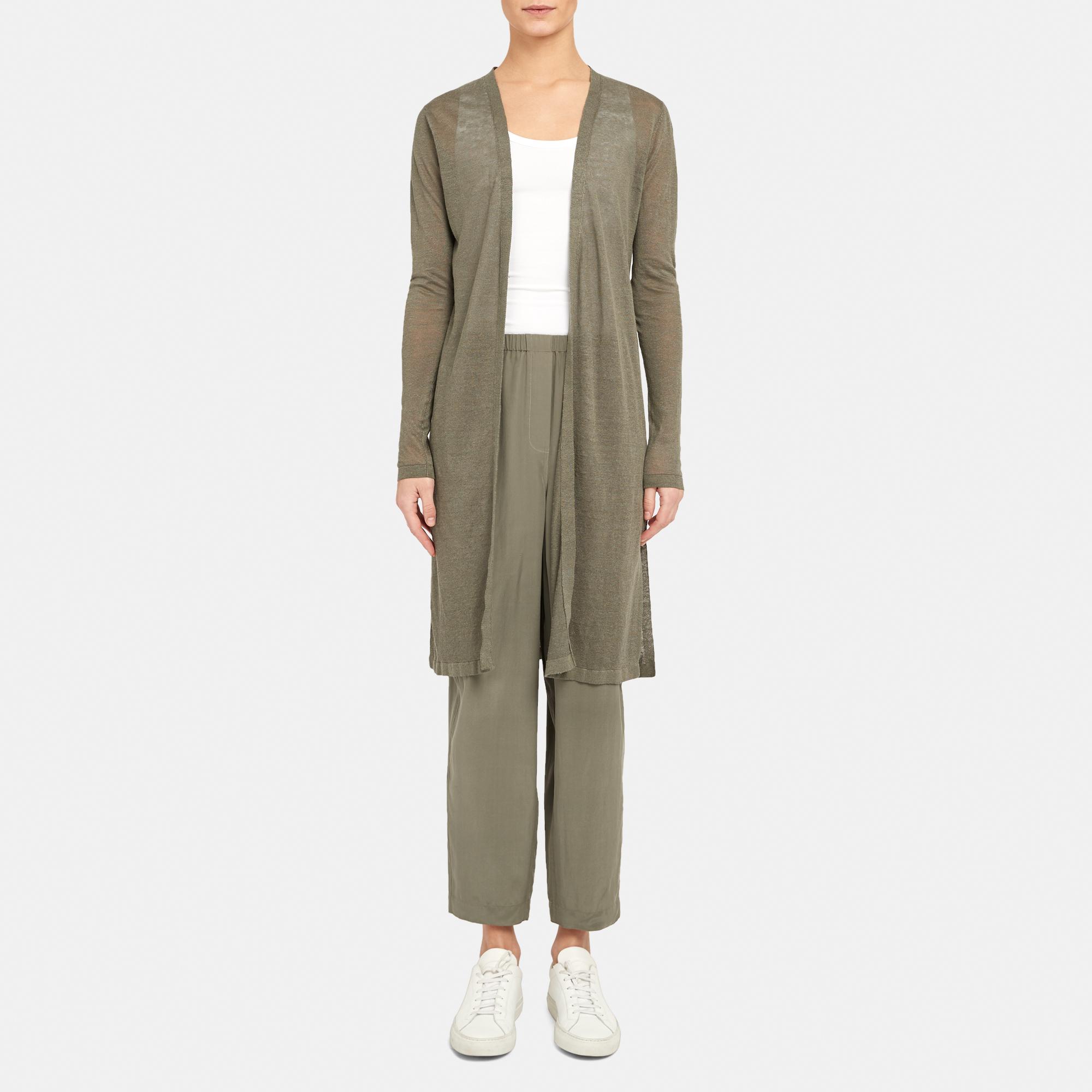 Long Cardigan in Linen-Viscose 0 - click to view larger image