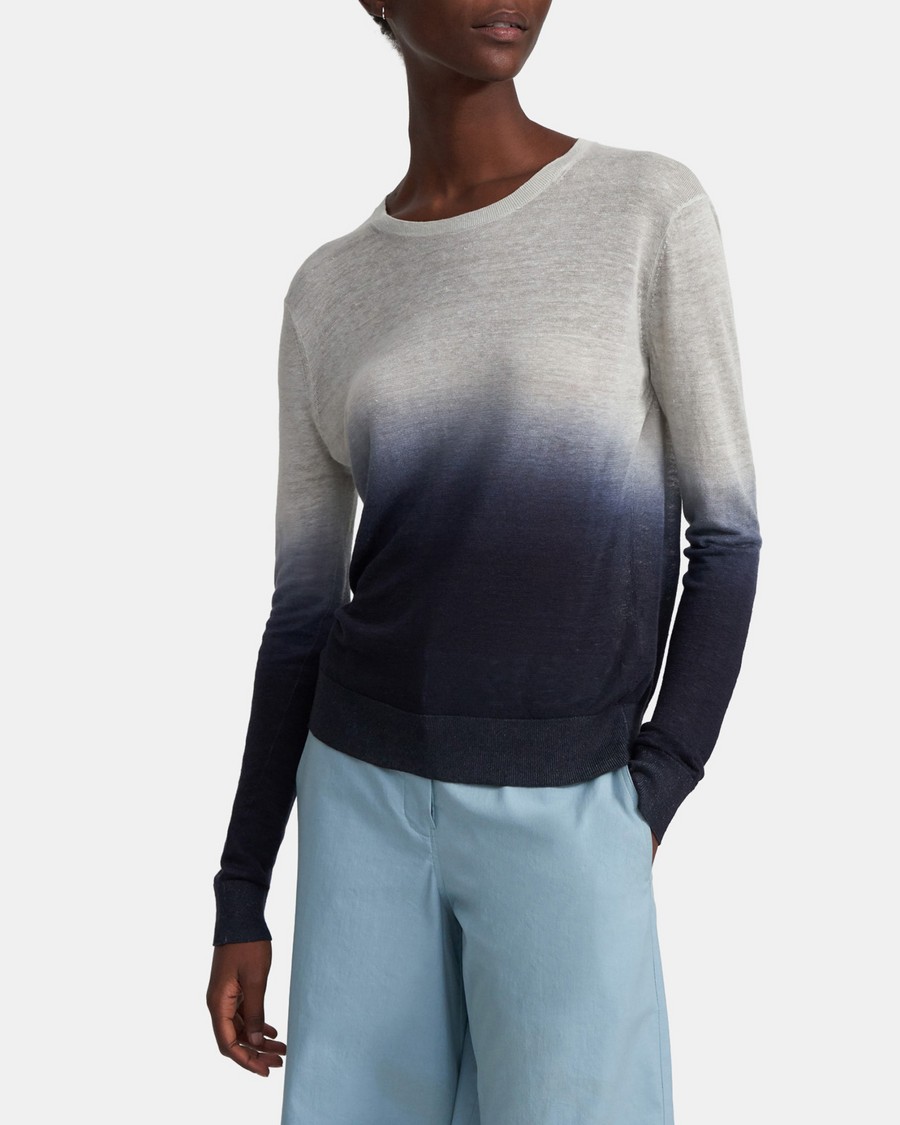 Ombré Crewneck Sweater in Linen-Viscose 0 - click to view larger image