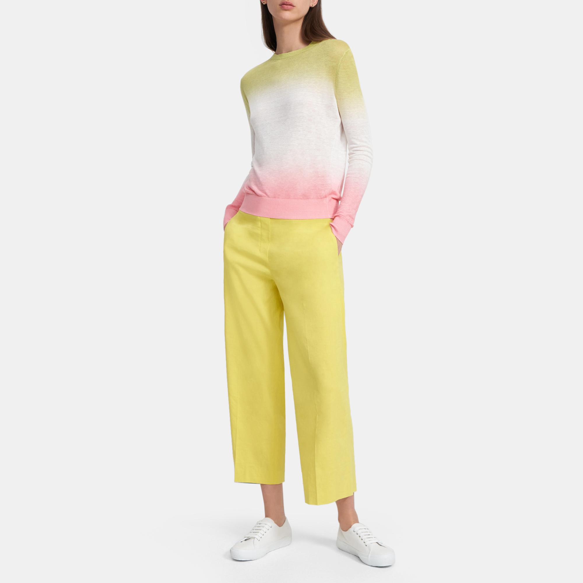 Dual Ombré Crewneck Sweater in Linen-Viscose 0 - click to view larger image