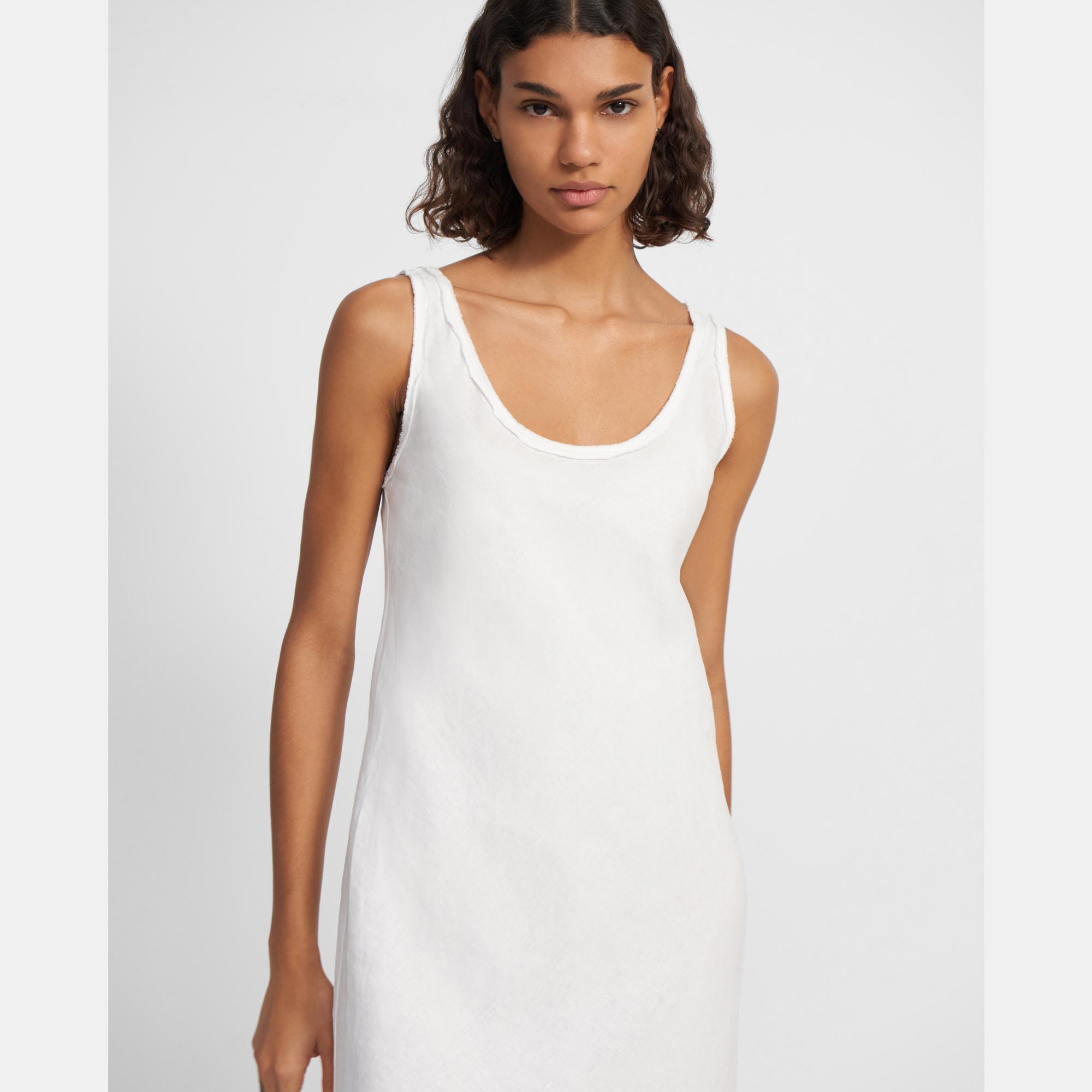 white linen tank dress