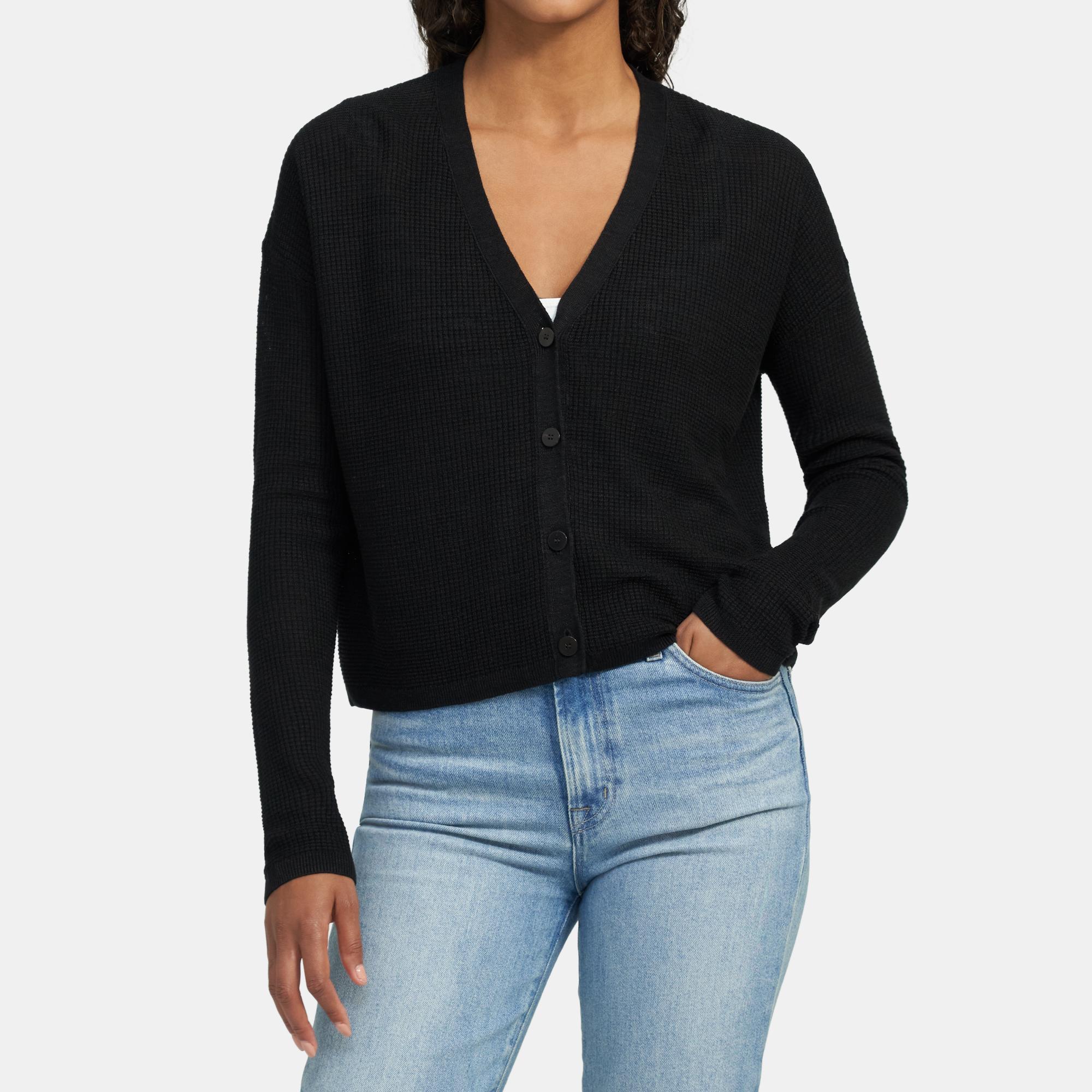 Textured Cardigan In Linen Blend