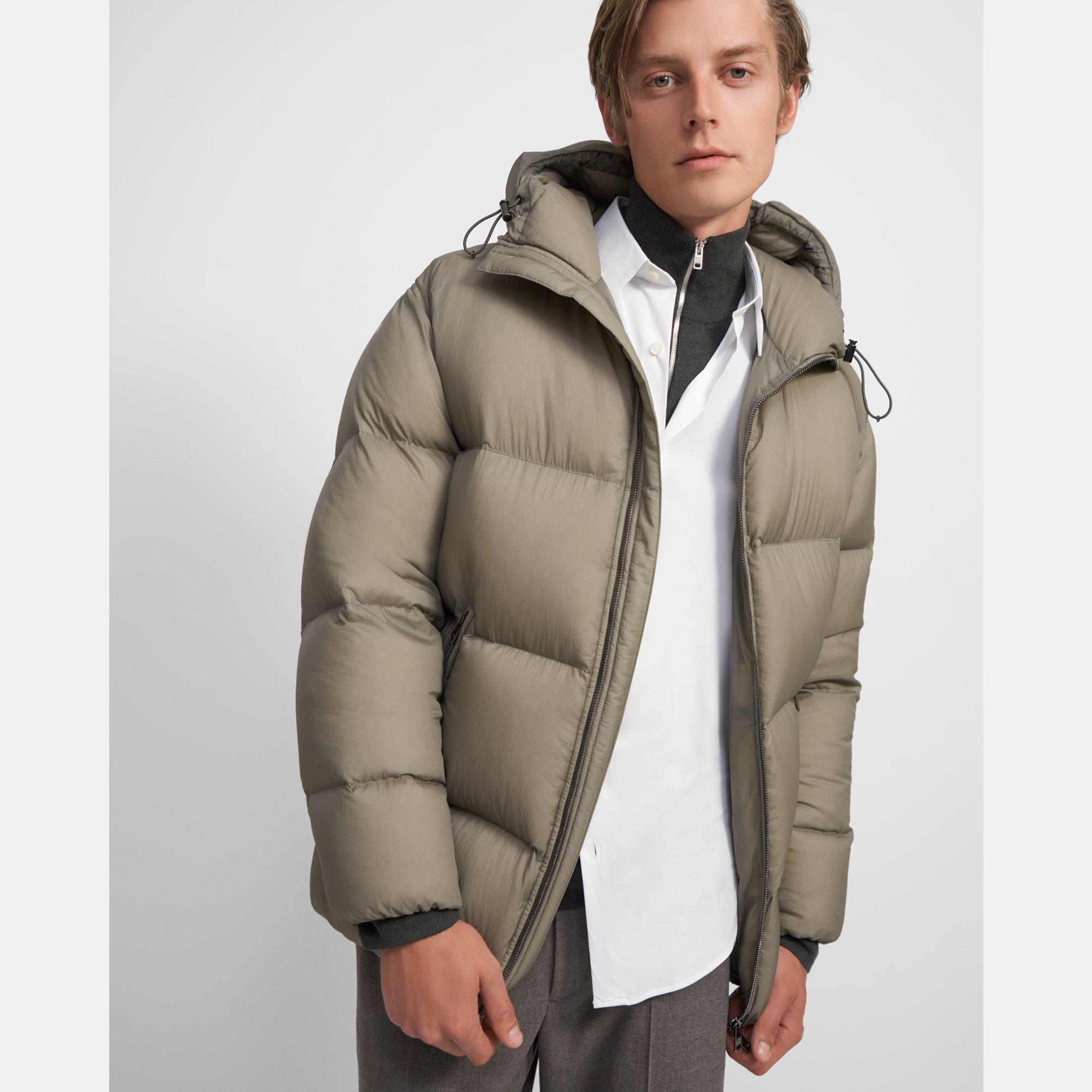 theory hooded puffer coat