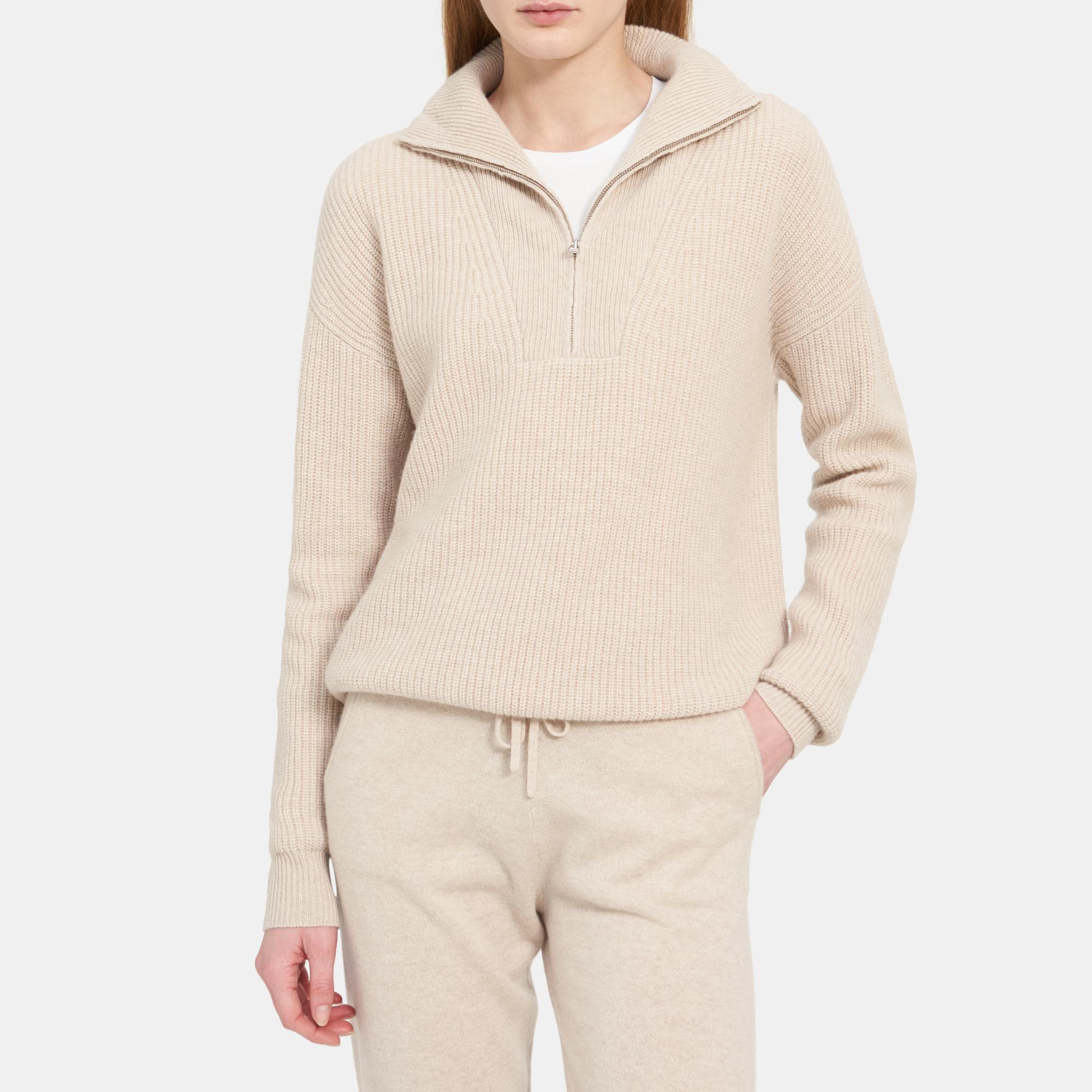 ribbed quarter zip sweater