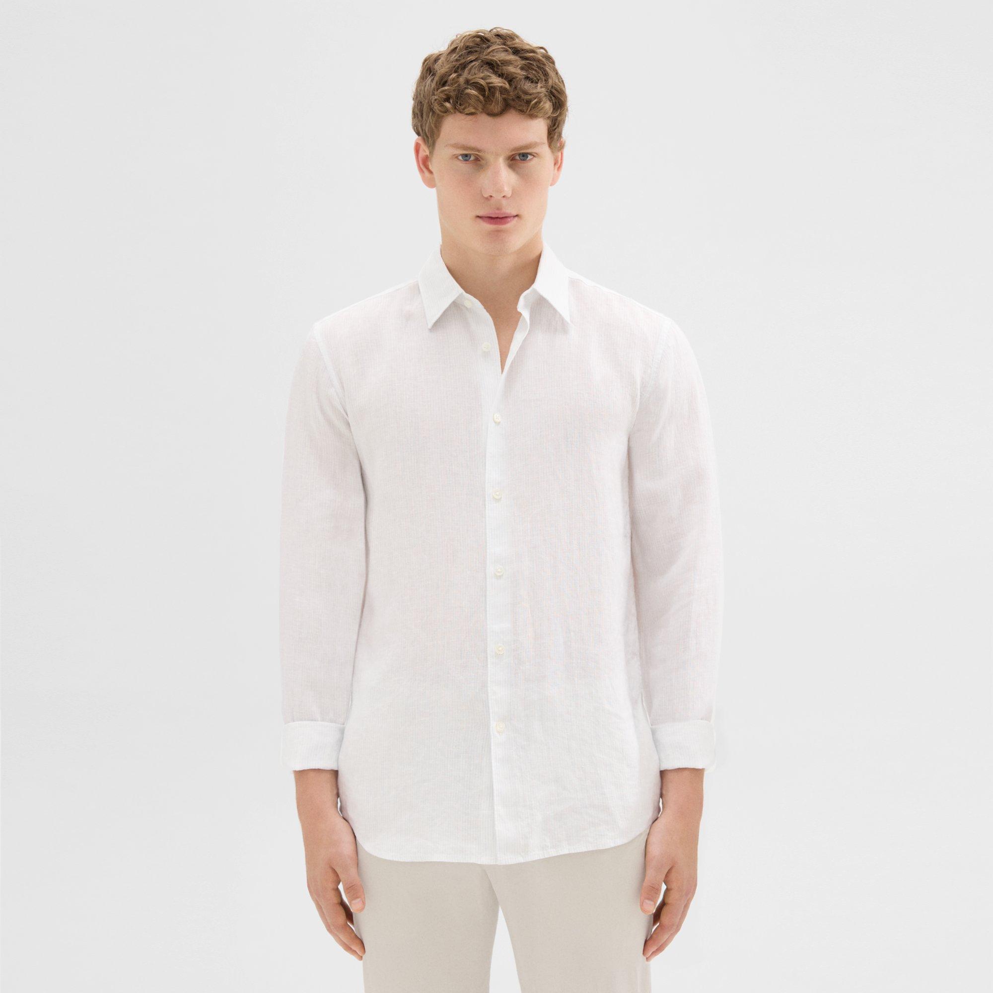 Theory Irving Linen Shirt In White | ModeSens