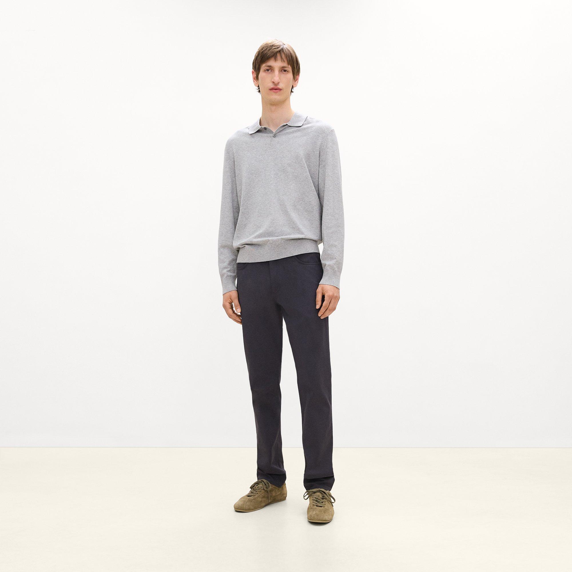Goris Long-Sleeve Polo Shirt in Light Bilen