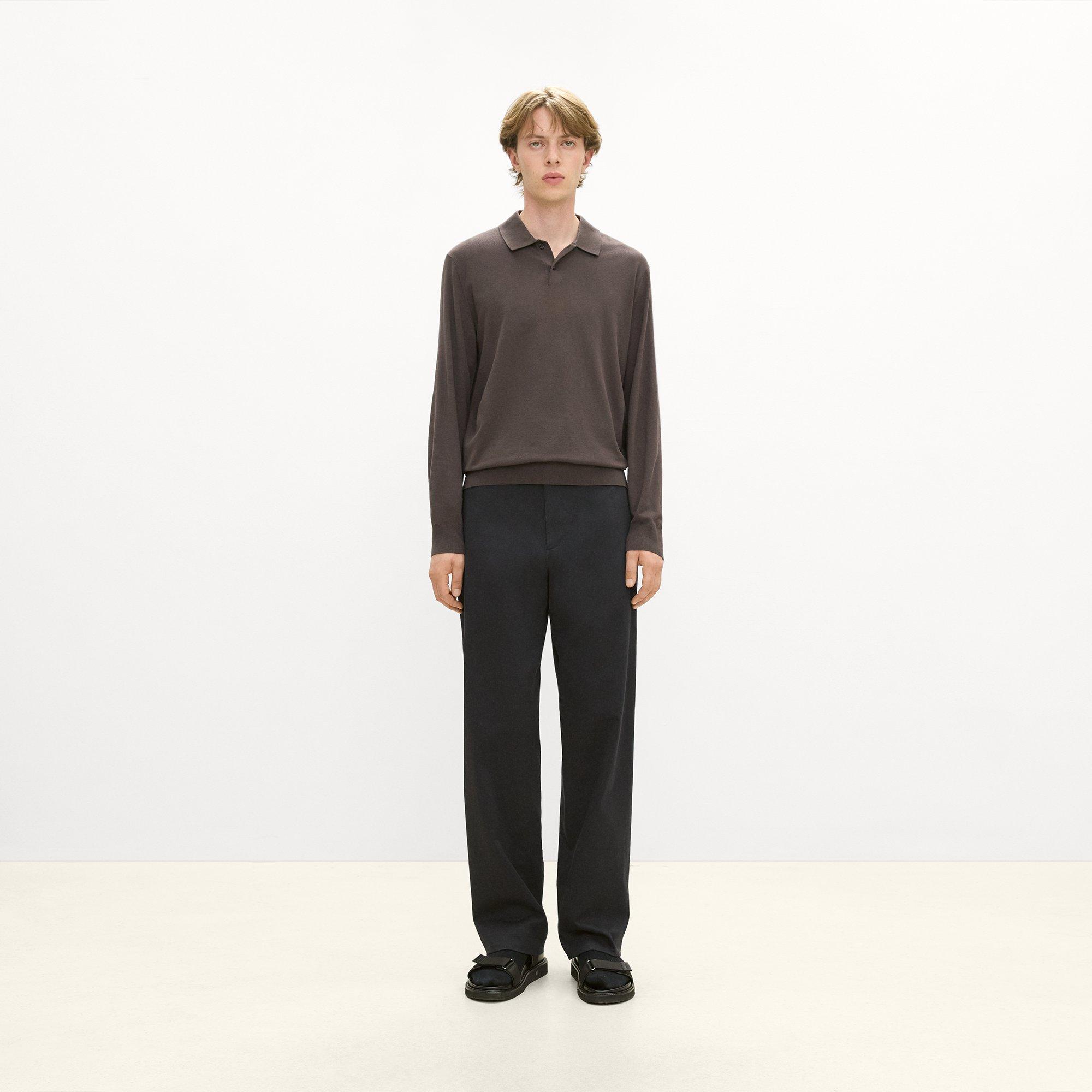 Goris Long-Sleeve Polo Shirt in Light Bilen