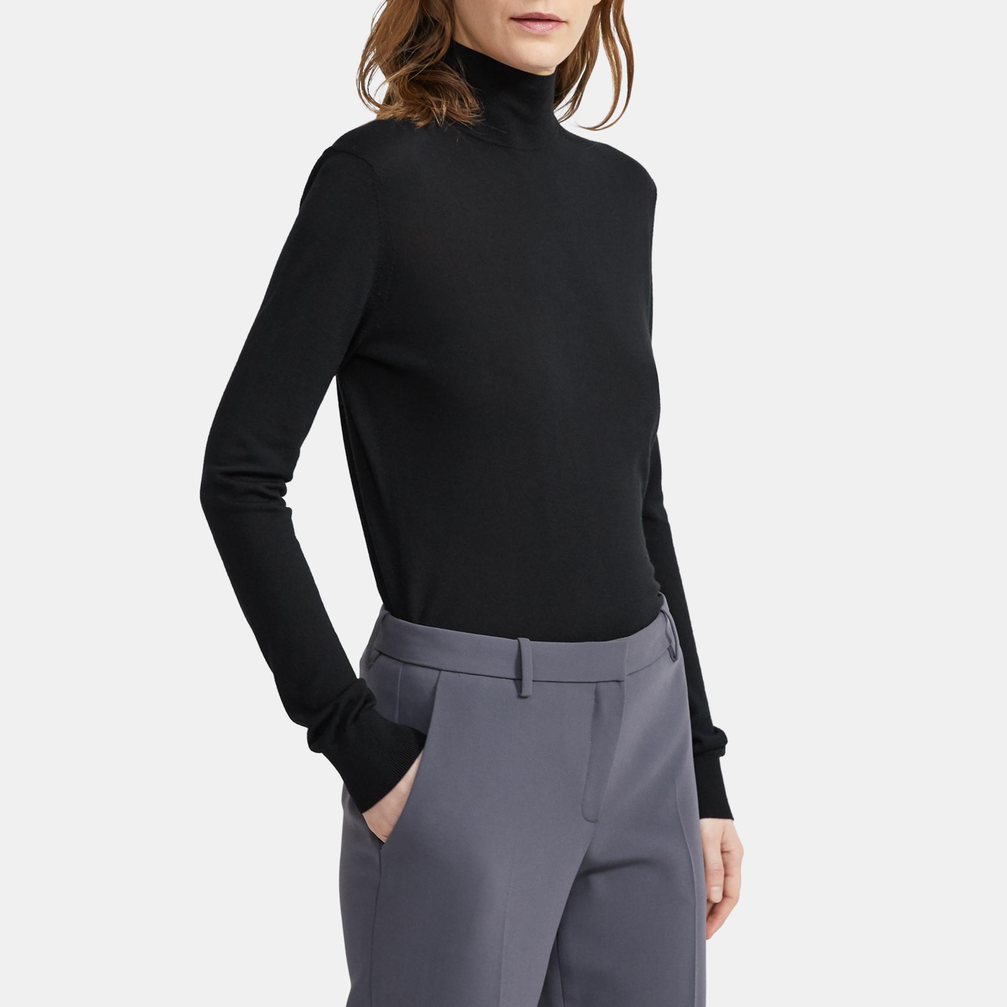 띠어리 Theory Turtleneck Sweater in Regal Wool,BLACK