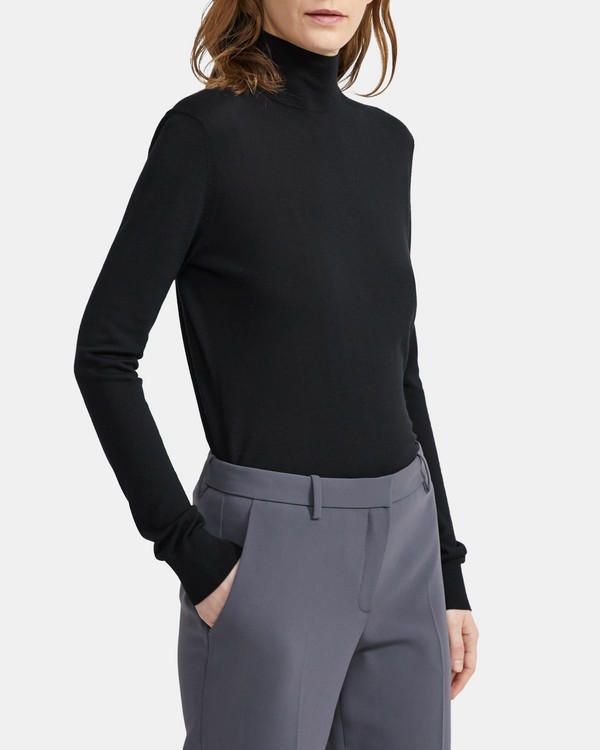띠어리 Theory Turtleneck Sweater in Regal Wool,BLACK