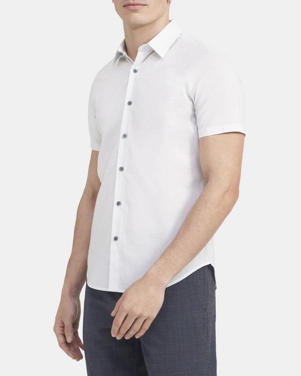띠어리 Theory Tailored Short-Sleeve Shirt in Stretch Cotton,P러쉬 LUSH