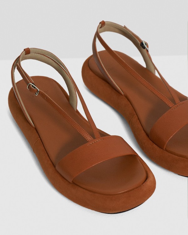 띠어리 Theory Donut Platform Sandal in Leather,COPPER