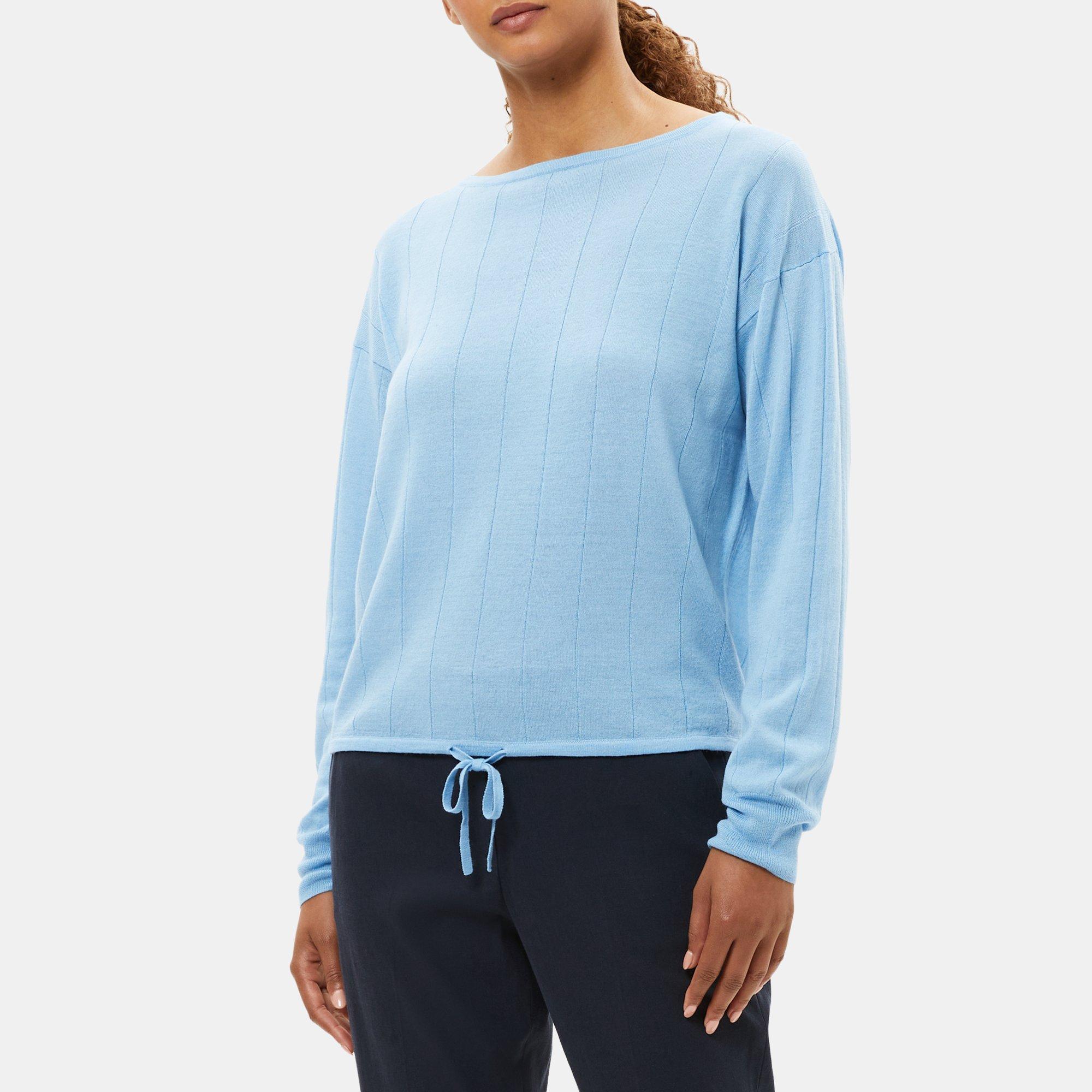 띠어리 니트탑 Theory Drawstring Sweater in Wool-Linen,OASIS