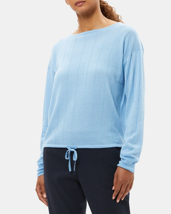 띠어리 니트탑 Theory Drawstring Sweater in Wool-Linen,OASIS