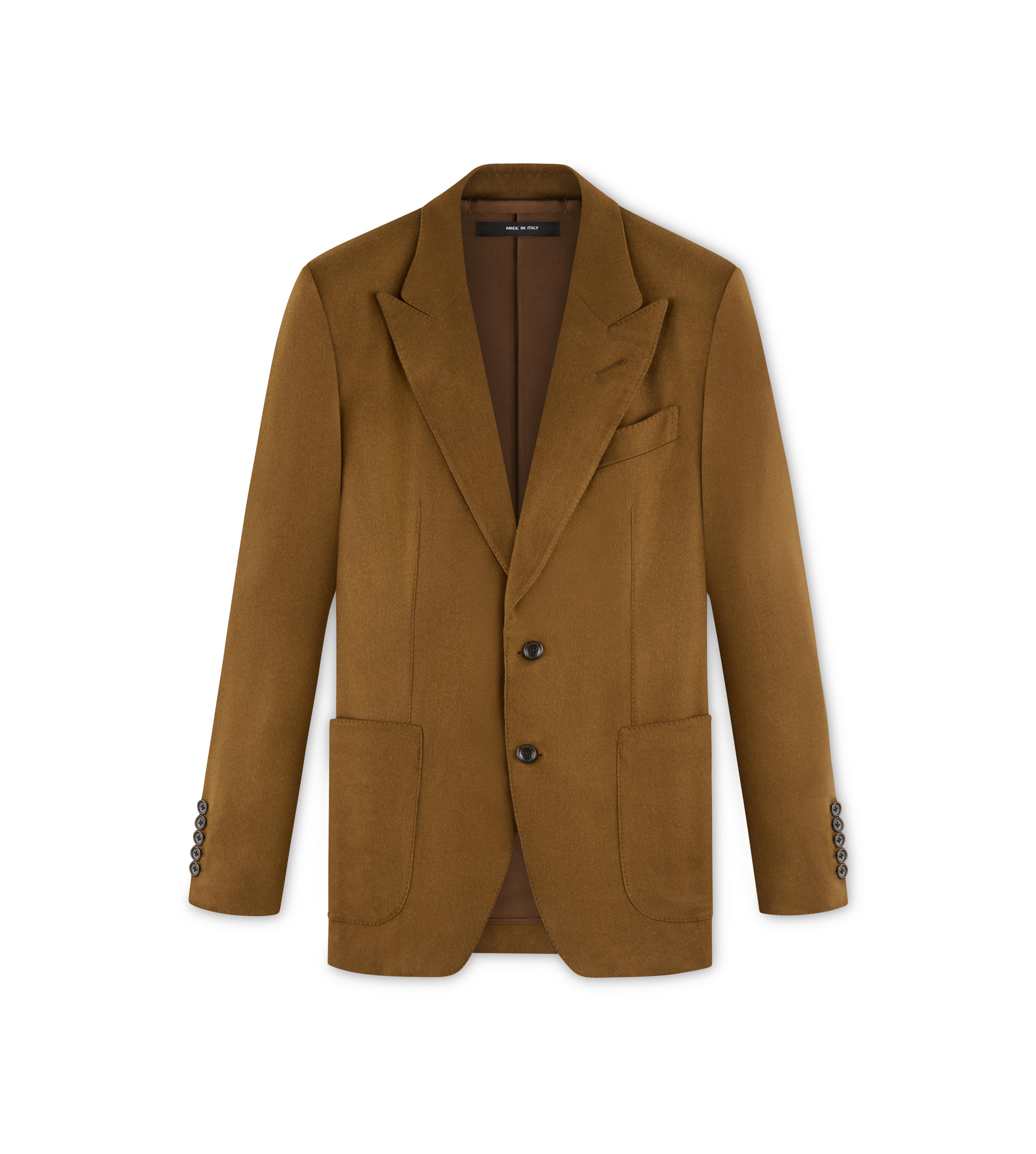 Tom Ford CAMEL BRUSHED CASHMERE SHELTON JACKET 