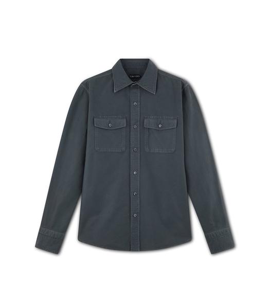 BRUSHED COTTON MILITARY FIT SHIRT