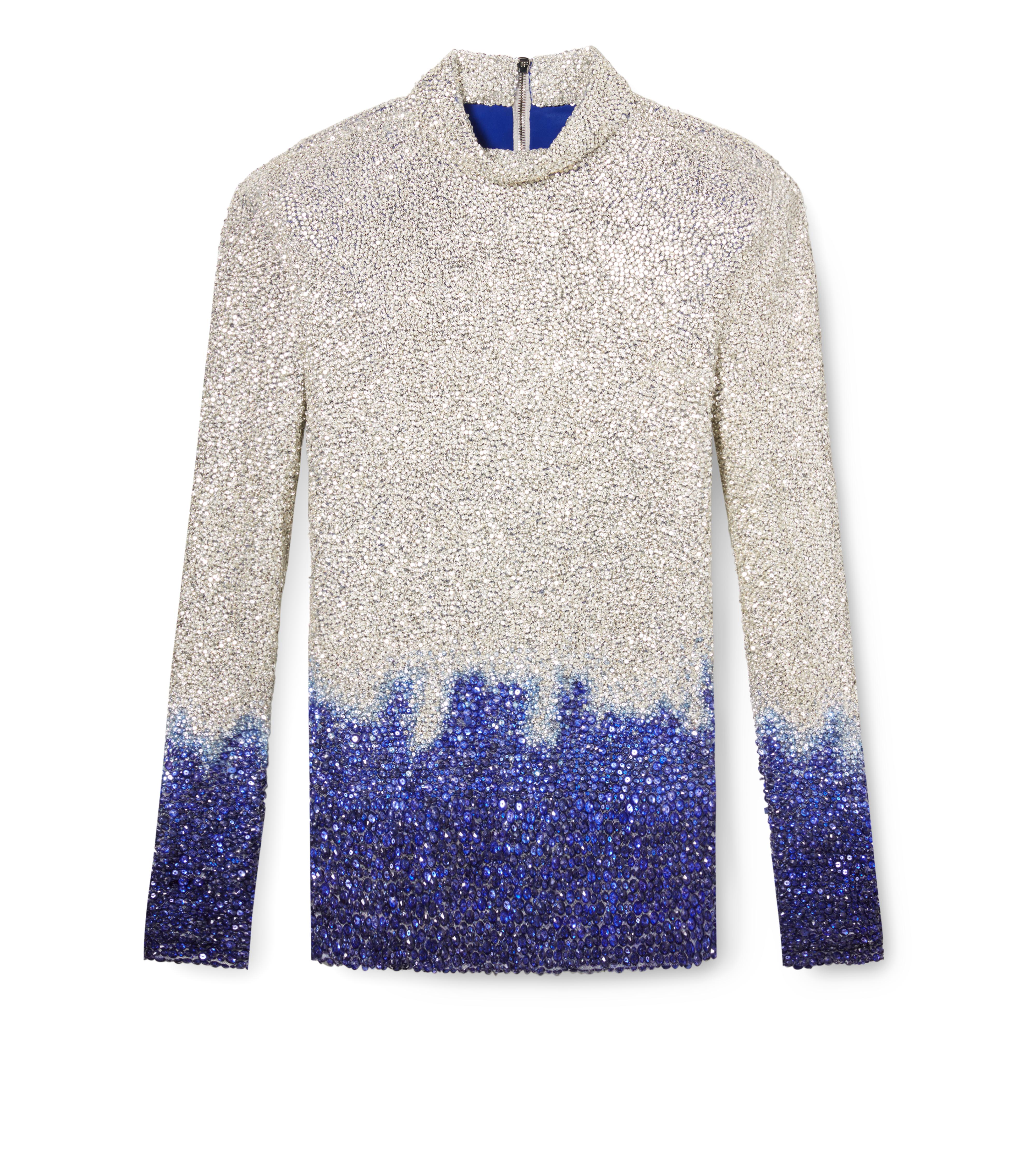 CRYSTAL EMBROIDERED MINI DRESS