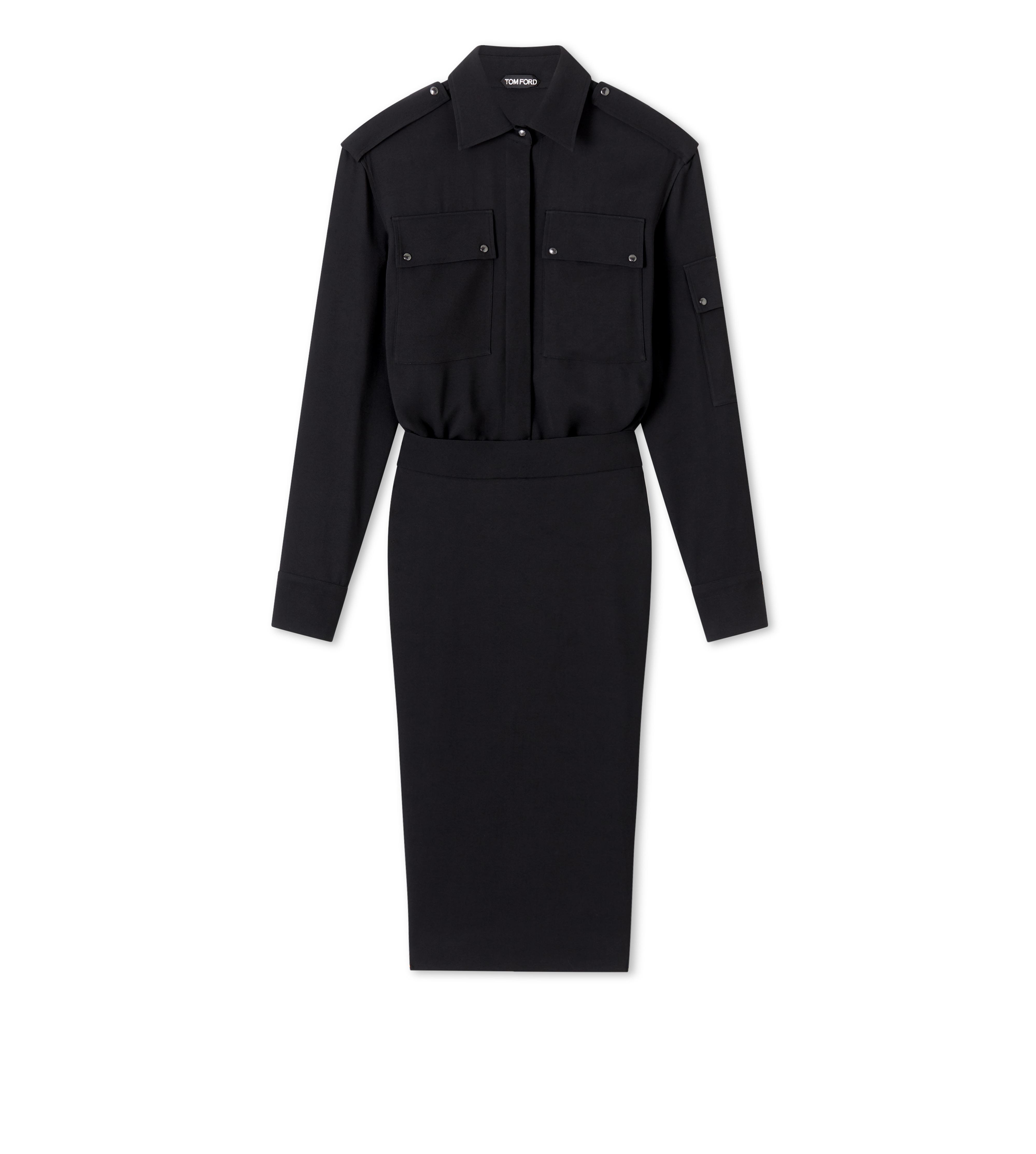 black military shirt dress