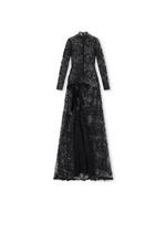 LIGHT FLORAL LAQUERED MACRAME' LONG SLEEVE GOWN A thumbnail