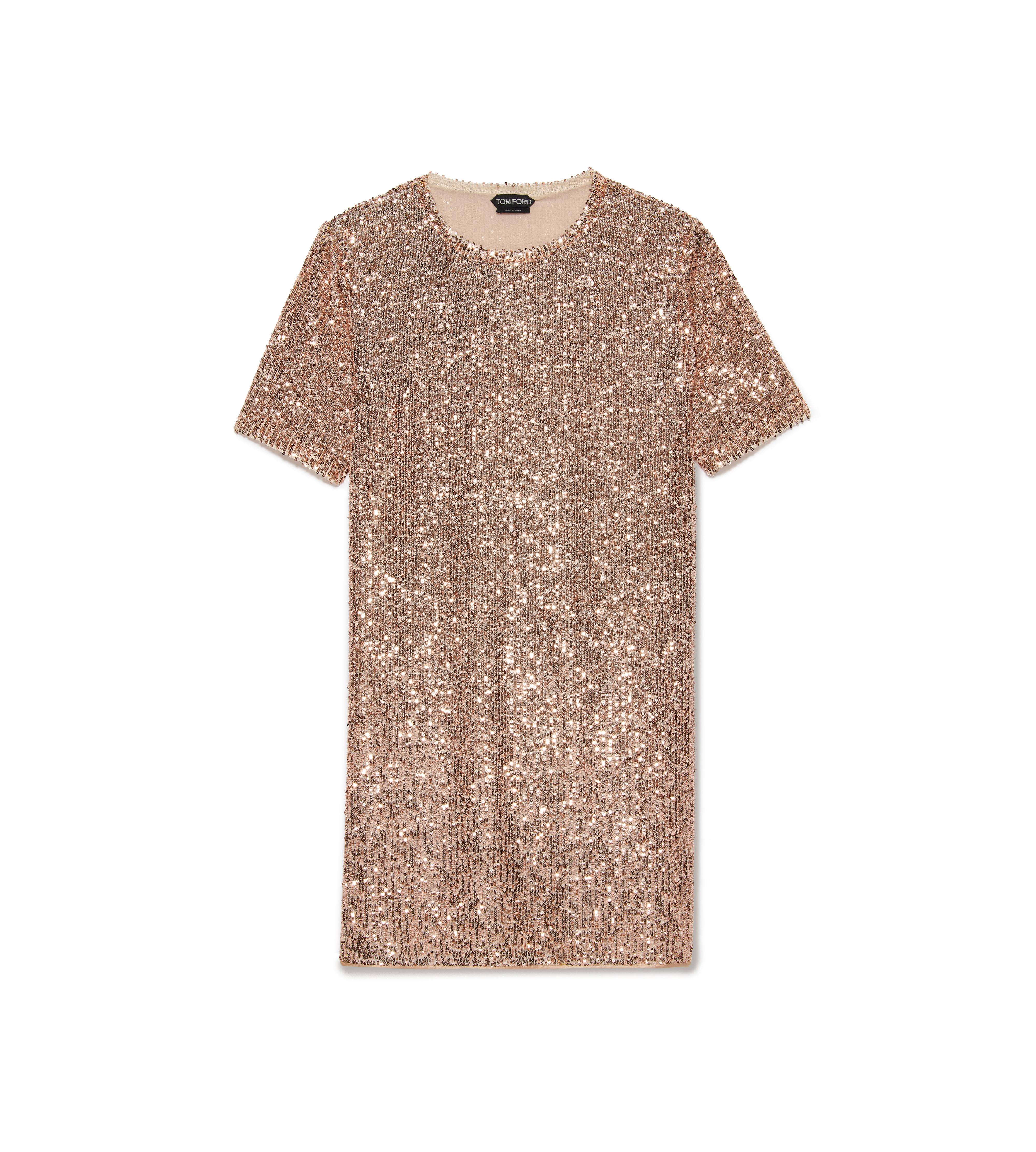 Tom Ford ALL OVER SEQUINS MINI T-SHIRT DRESS 