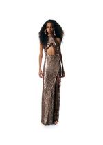 SEQUIN EMBROIDERY CUT-OUT HALTER NECK EVENING DRESS G thumbnail