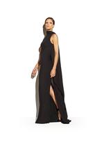 SABLE JERSEY OPEN BACK GOWN WITH ATTACHED SCARF B thumbnail