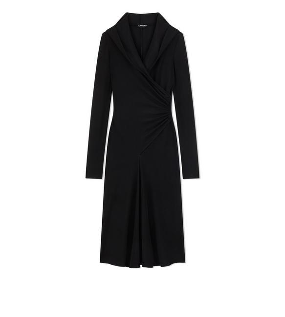 LOOSE MICROCOSTA JERSEY HOODED COCKTAIL DRESS A fullsize