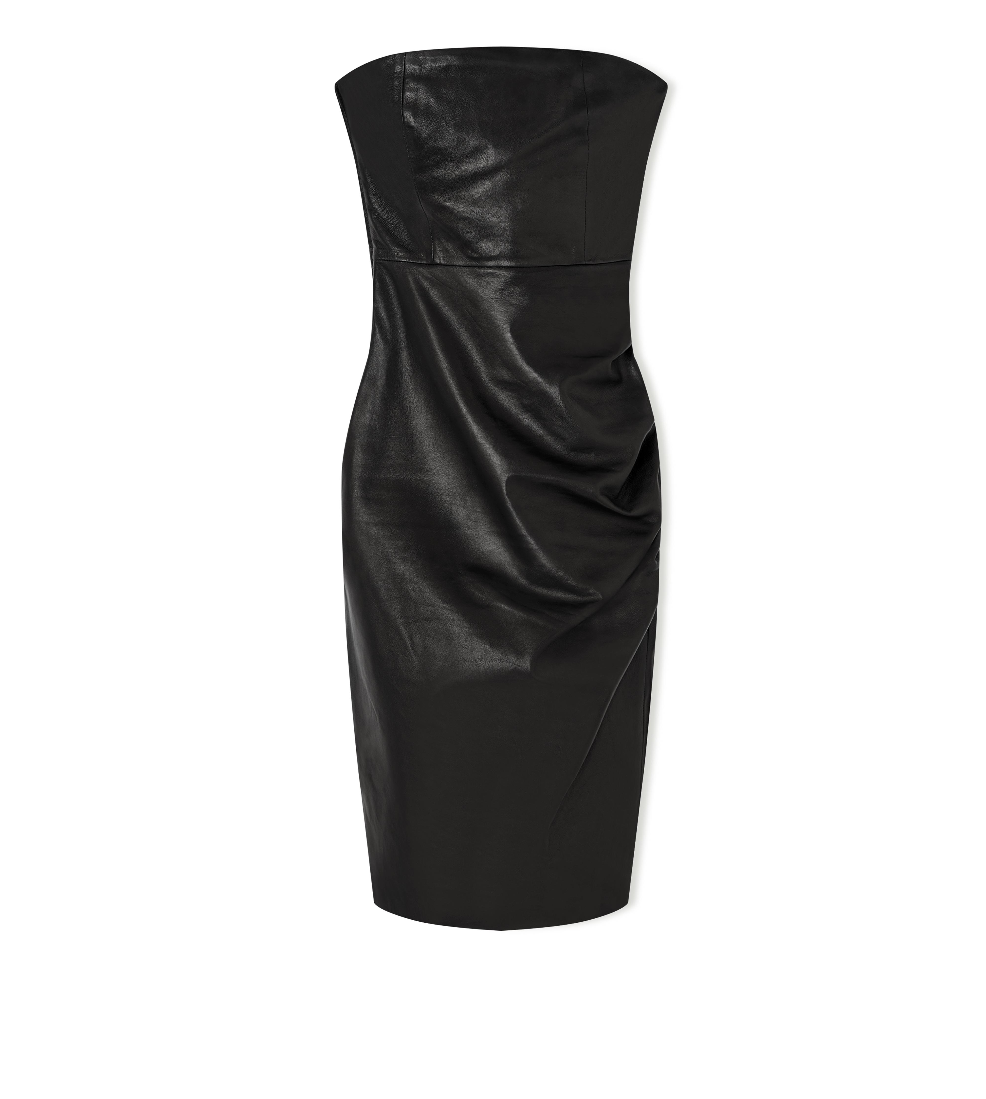 tom ford strapless leather dress