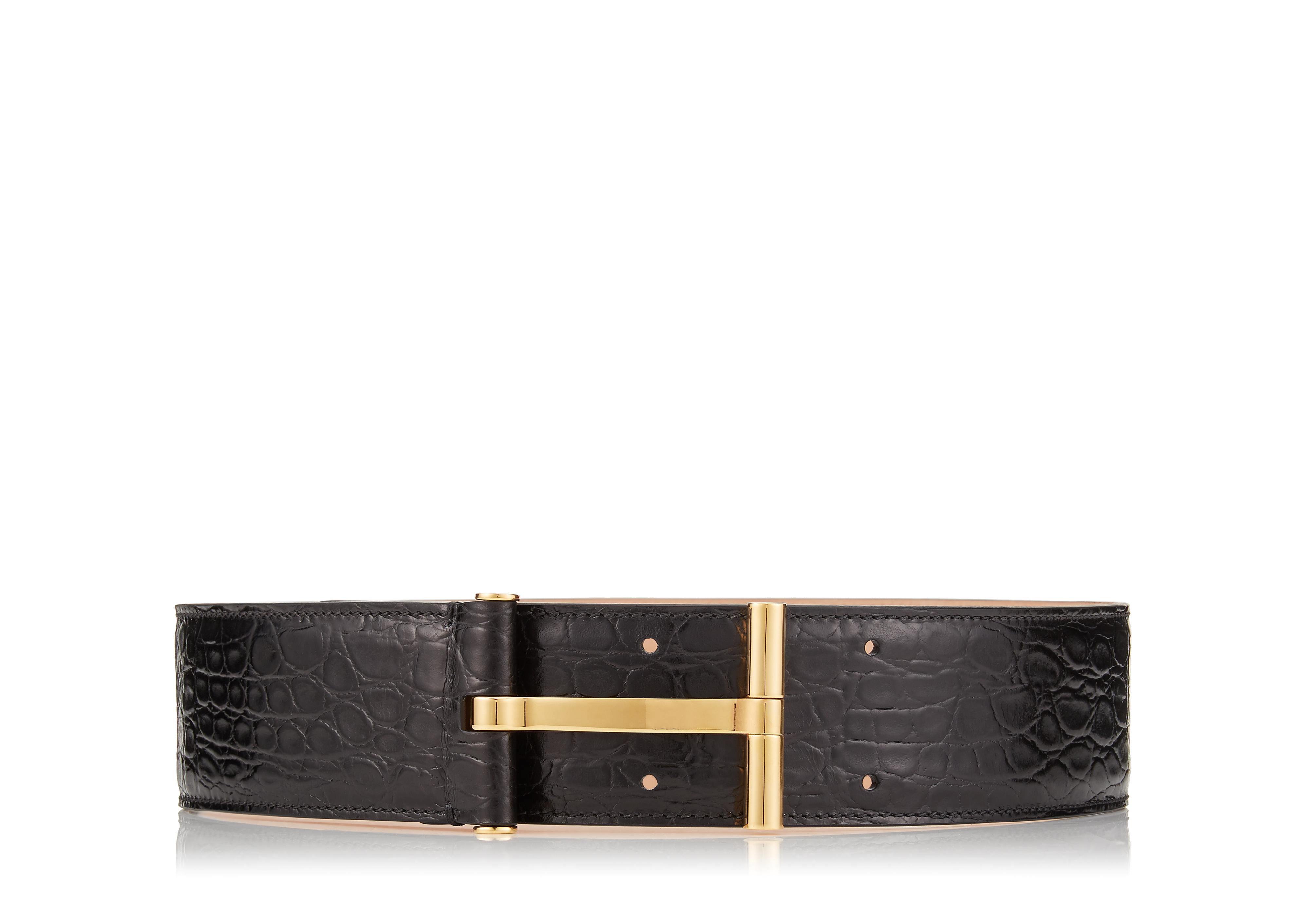 Tom Ford SHINY CROCODILE T CLASP WAIST BELT 