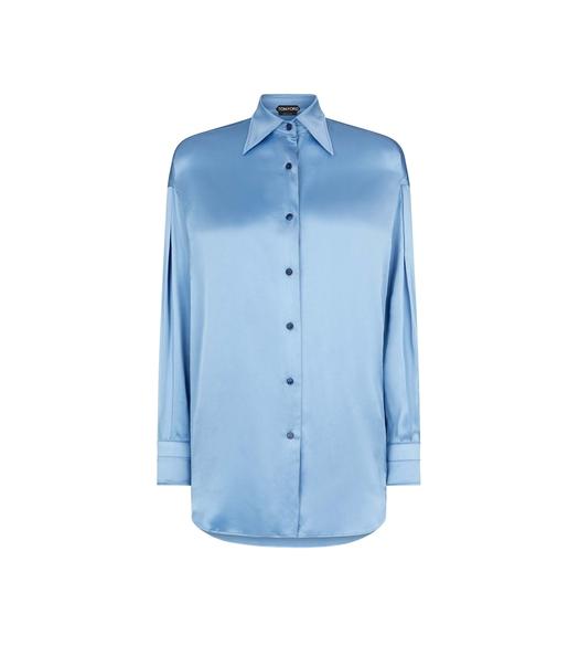 STRETCH SILK SATIN RELAXED FIT SHIRT