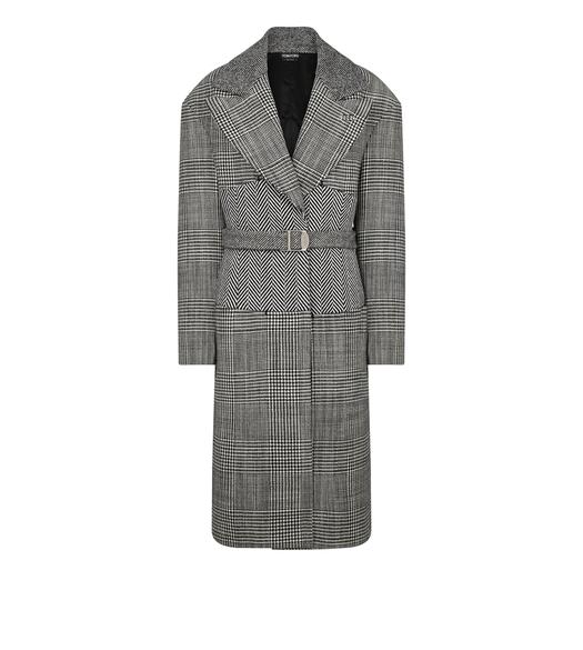 WOOL PATCHWORK BELTED COAT