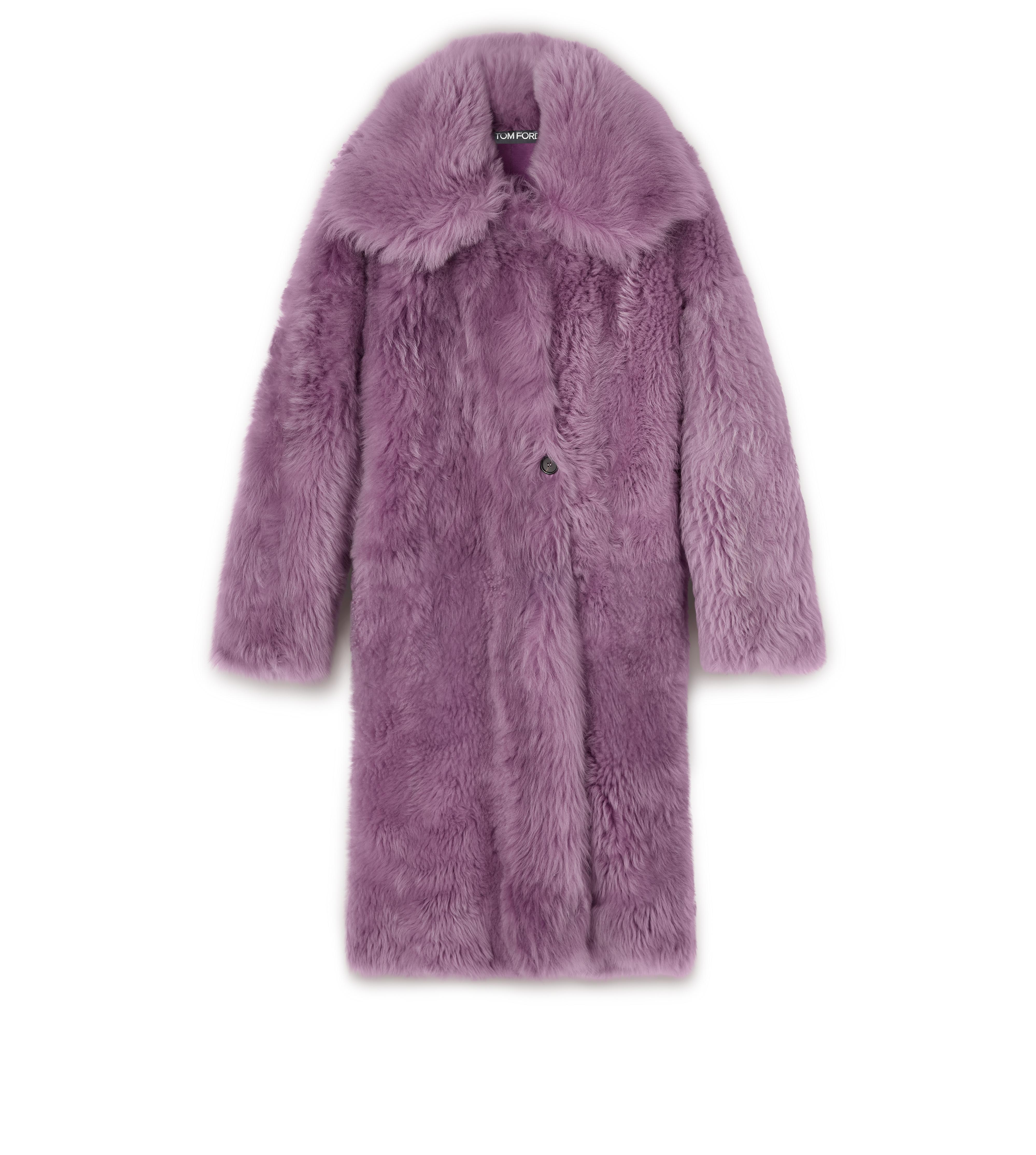 TOM FORD Oversized Teddy Shearling Fur Coat in Lavender | ModeSens