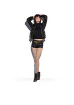 PLONGE LEATHER HOODED RUCHED BOMBER B thumbnail