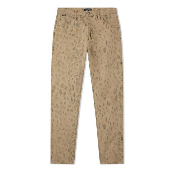 DISTRESSED LEOPARD TAPERED FIT JEANS A fullsize