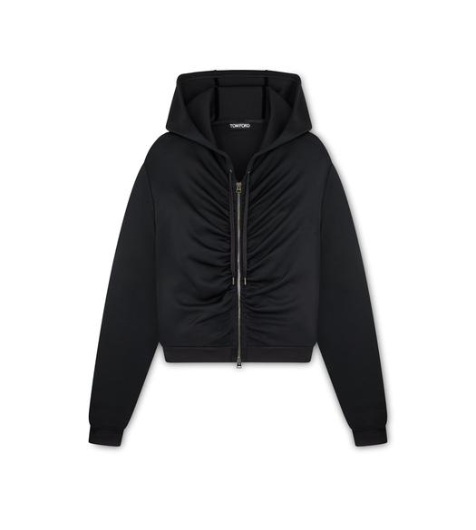 PUNTO MILANO JERSEY HOODED RUCHED BOMBER