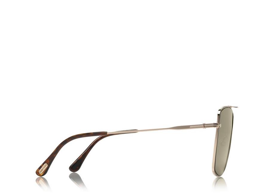 Tom Ford MAGNUS-02 FT 0651 Shiny Rose Gold/Brown W Gold Mirror 28C Sunglasses 