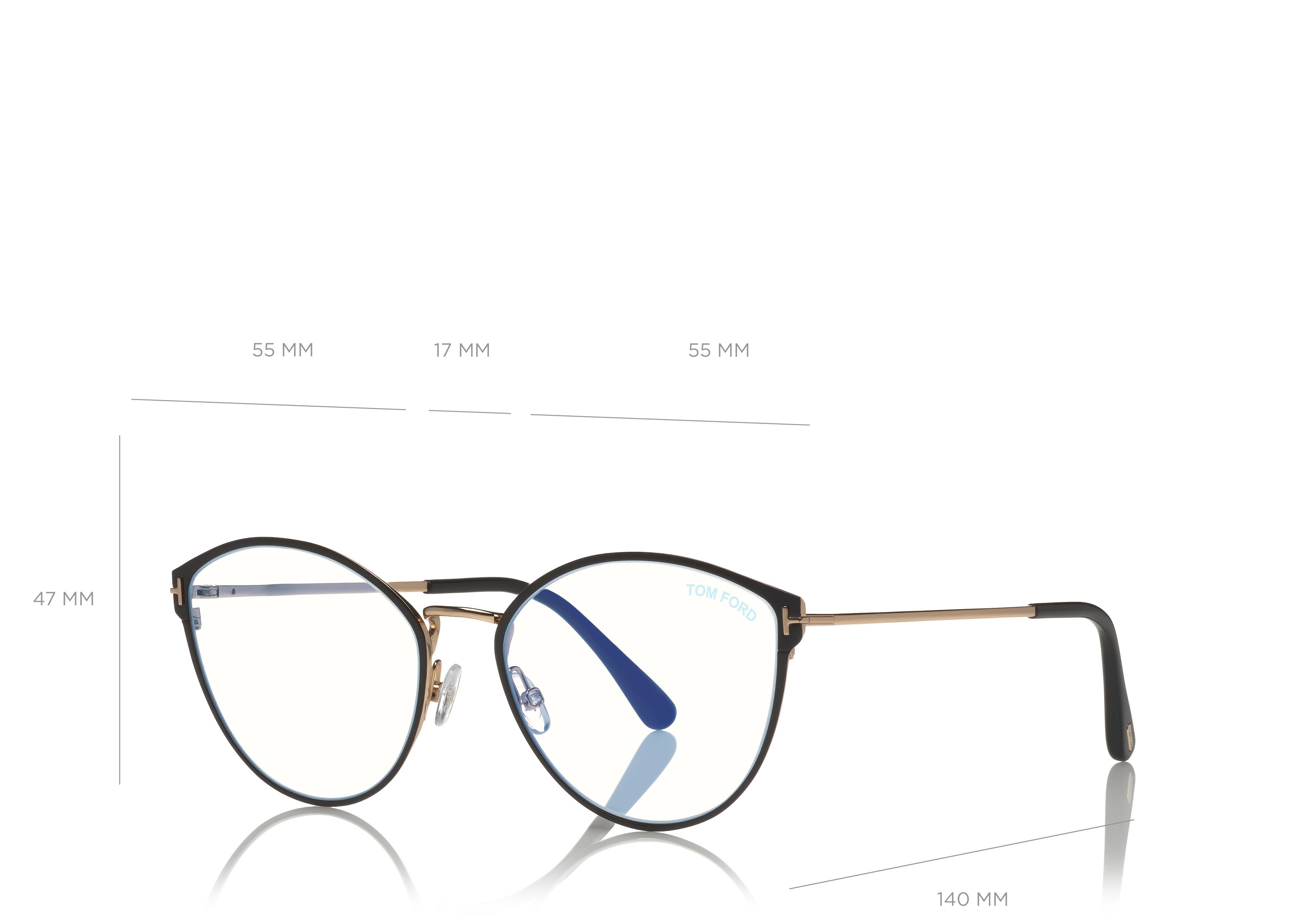 tom ford round metal blue block opticals